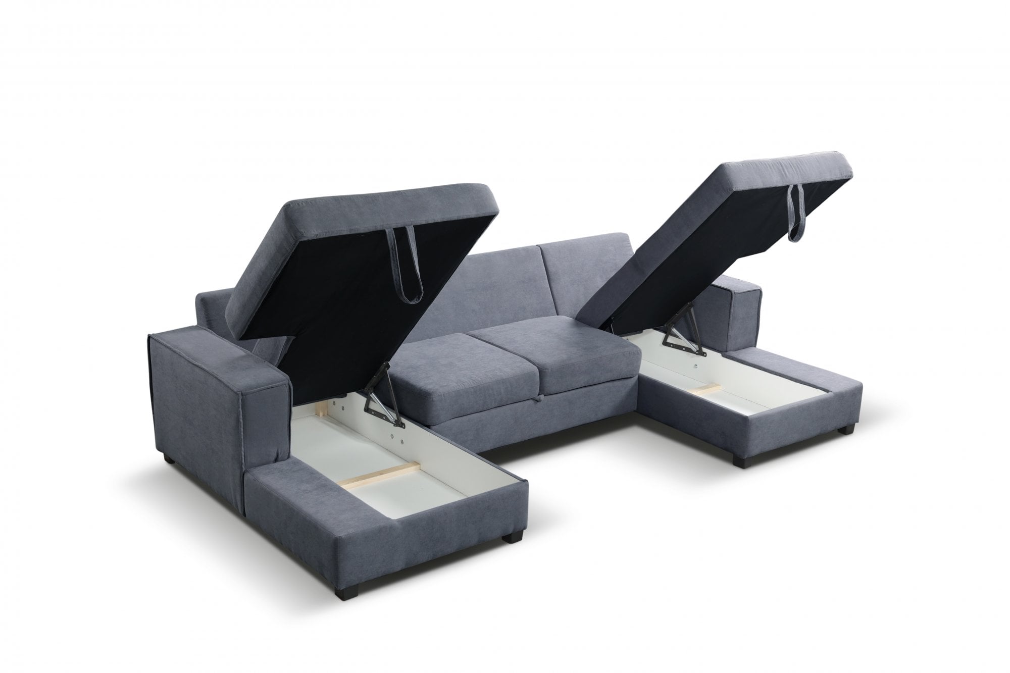 Brixton Grey Fabric U Shape Corner Bed With Storage