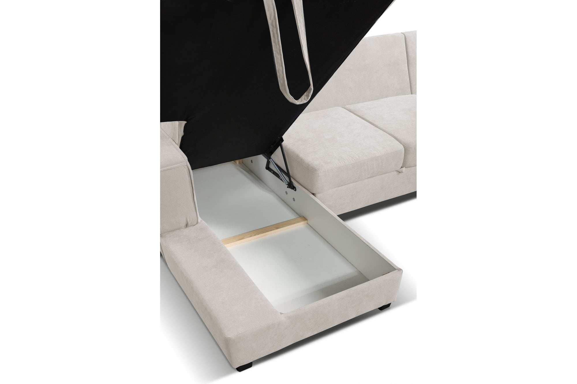 Brixton Cream Fabric U Shape Corner Bed With Storage