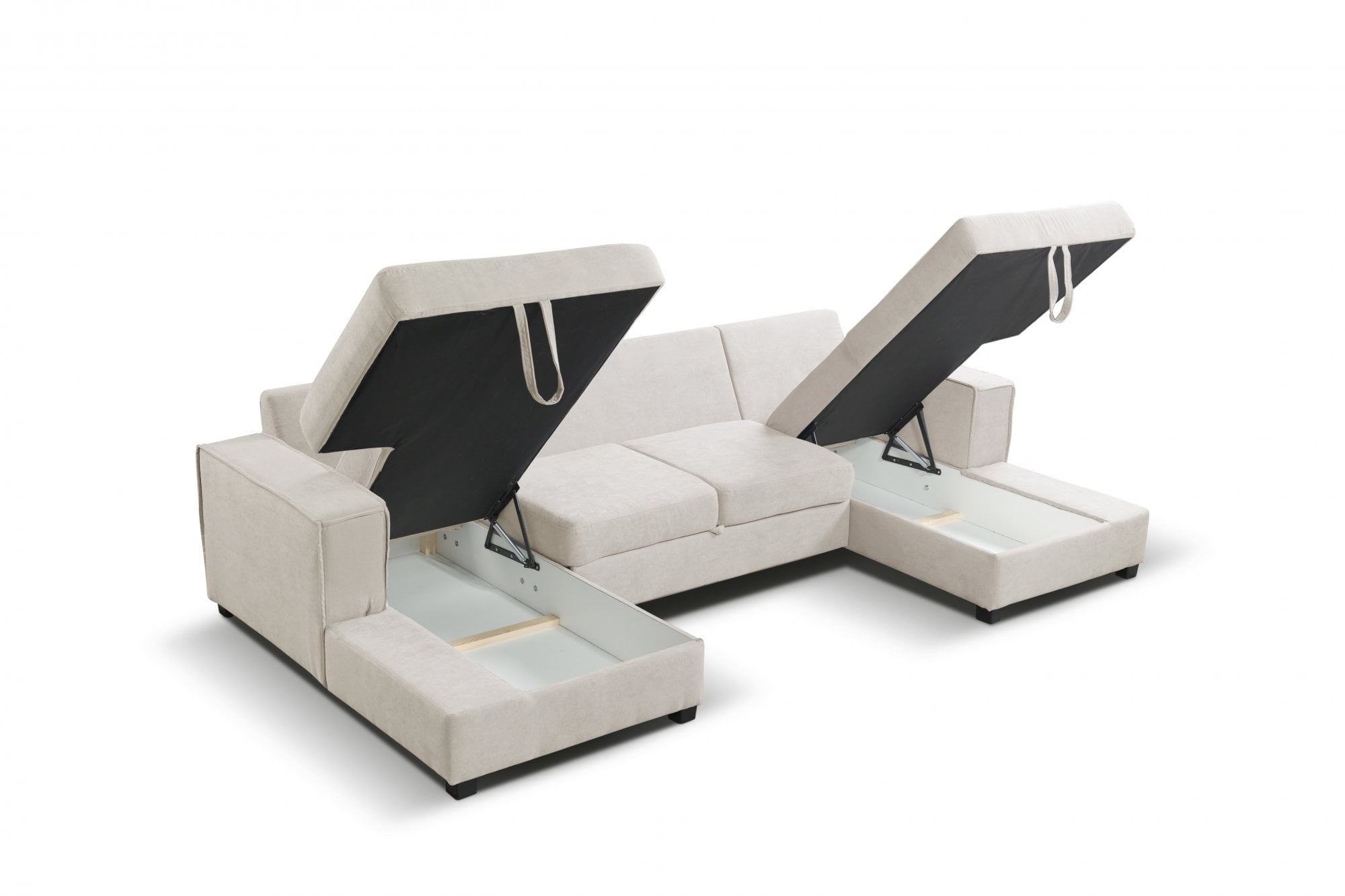 Brixton Cream Fabric U Shape Corner Bed With Storage