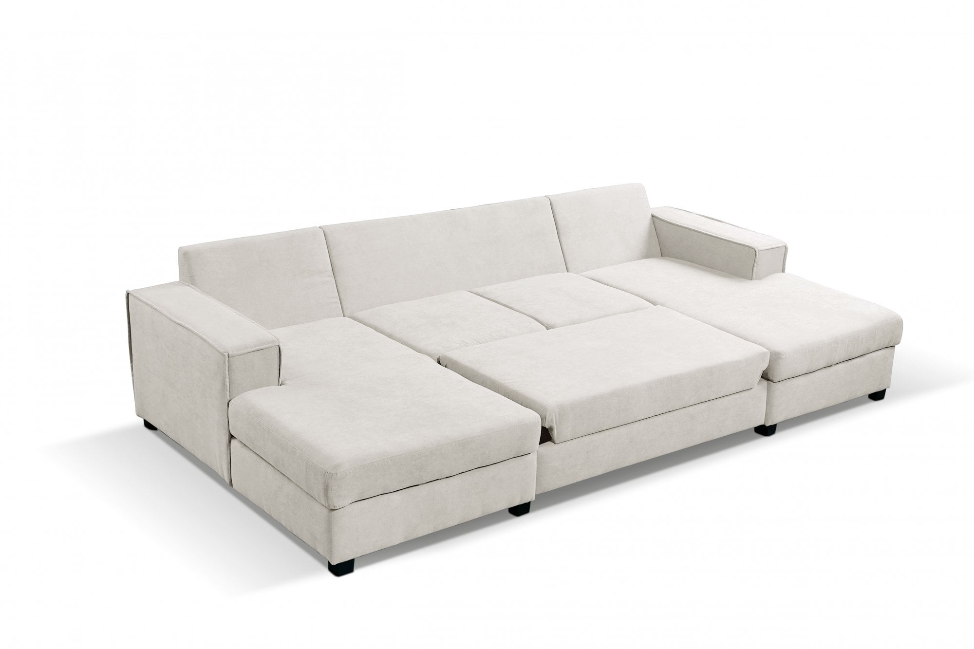 Brixton Cream Fabric U Shape Corner Bed With Storage