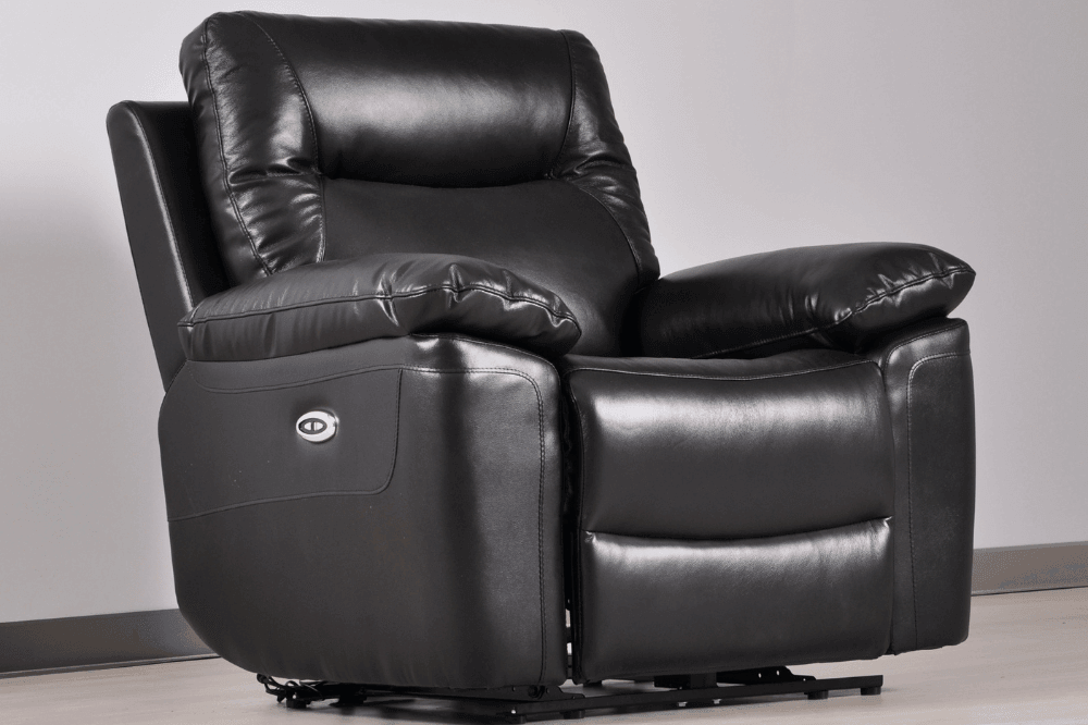 Amarien Genuine Leather Black Electric Power Recliner Armchair