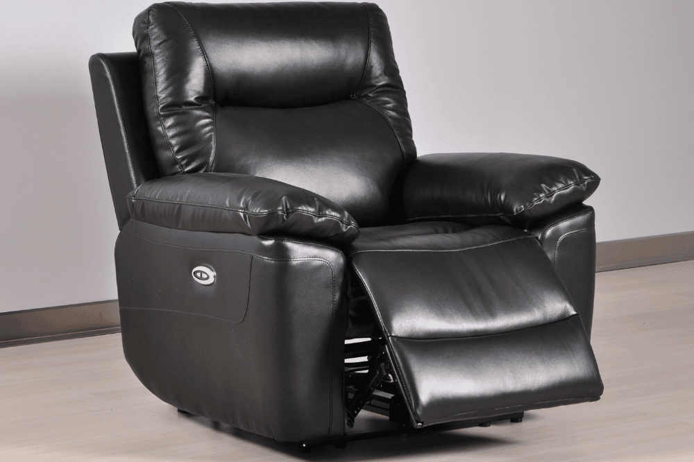 Amarien Genuine Leather Black Electric Power Recliner Armchair