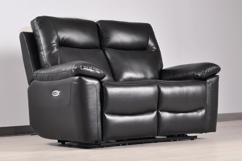 Amarien Genuine Leather Black Electric Power Recliner 2 Seater