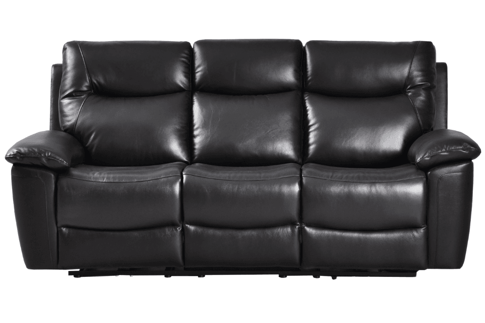 Amarien Genuine Leather Black Electric Power Recliner 3 Seater