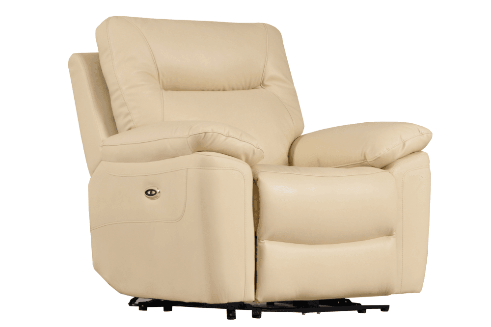 Amarien Genuine Leather  Cream Electric Power Recliner Armchair