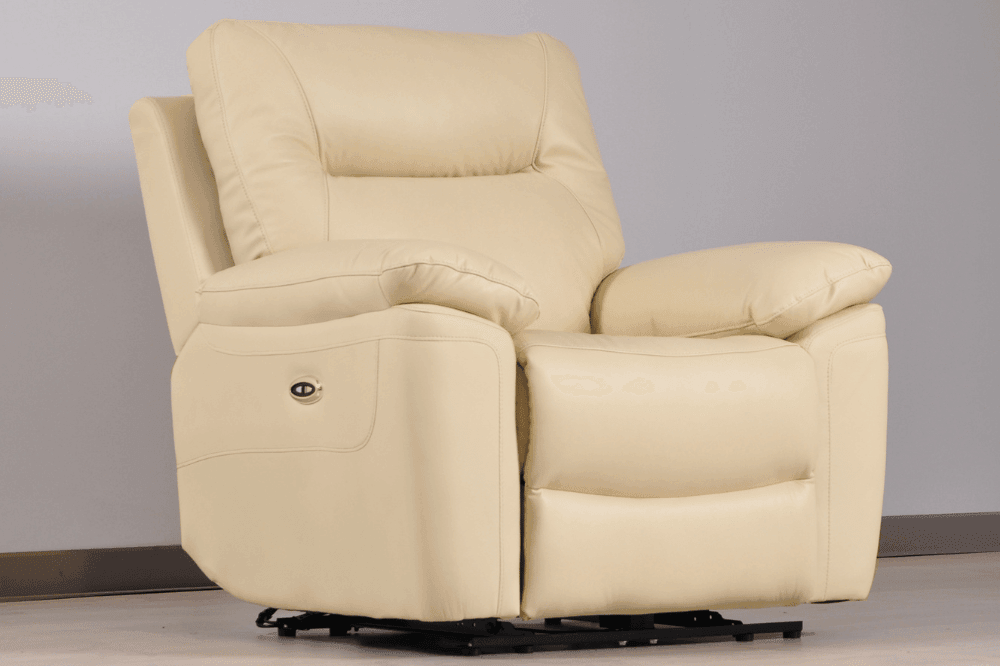 Amarien Genuine Leather  Cream Electric Power Recliner Armchair