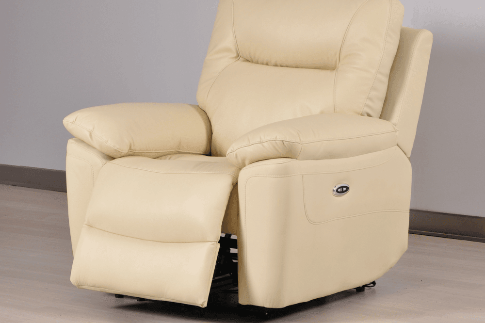 Amarien Genuine Leather  Cream Electric Power Recliner Armchair