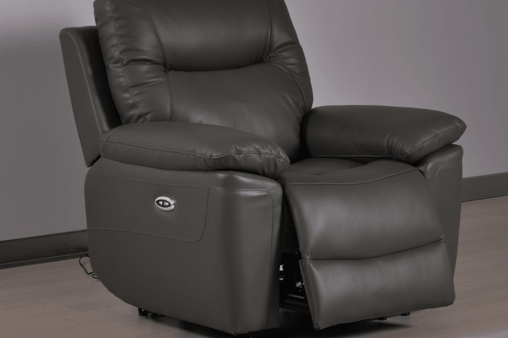 Amarien Genuine Leather Grey Electric Power Recliner Armchair