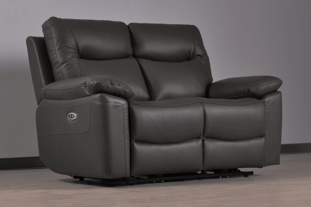 Amarien Genuine Leather Grey Electric Power Recliner 2 Seater