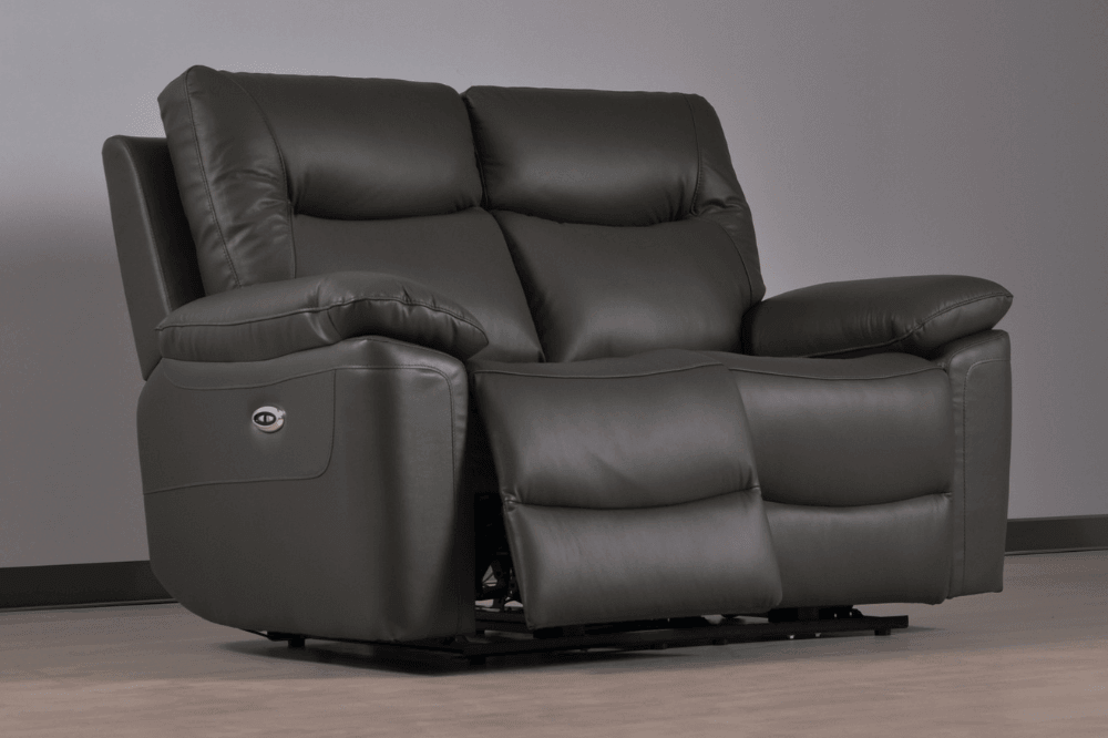 Amarien Genuine Leather Grey Electric Power Recliner 2 Seater