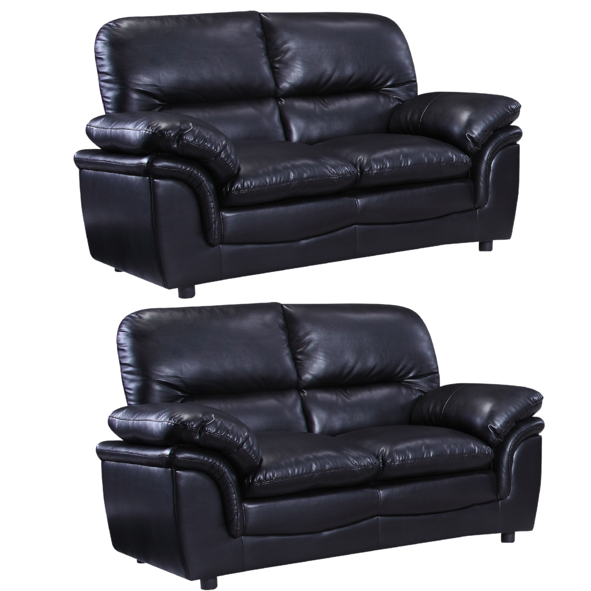 Verona Black Leather 2+2 Seater Sofa Set Collection