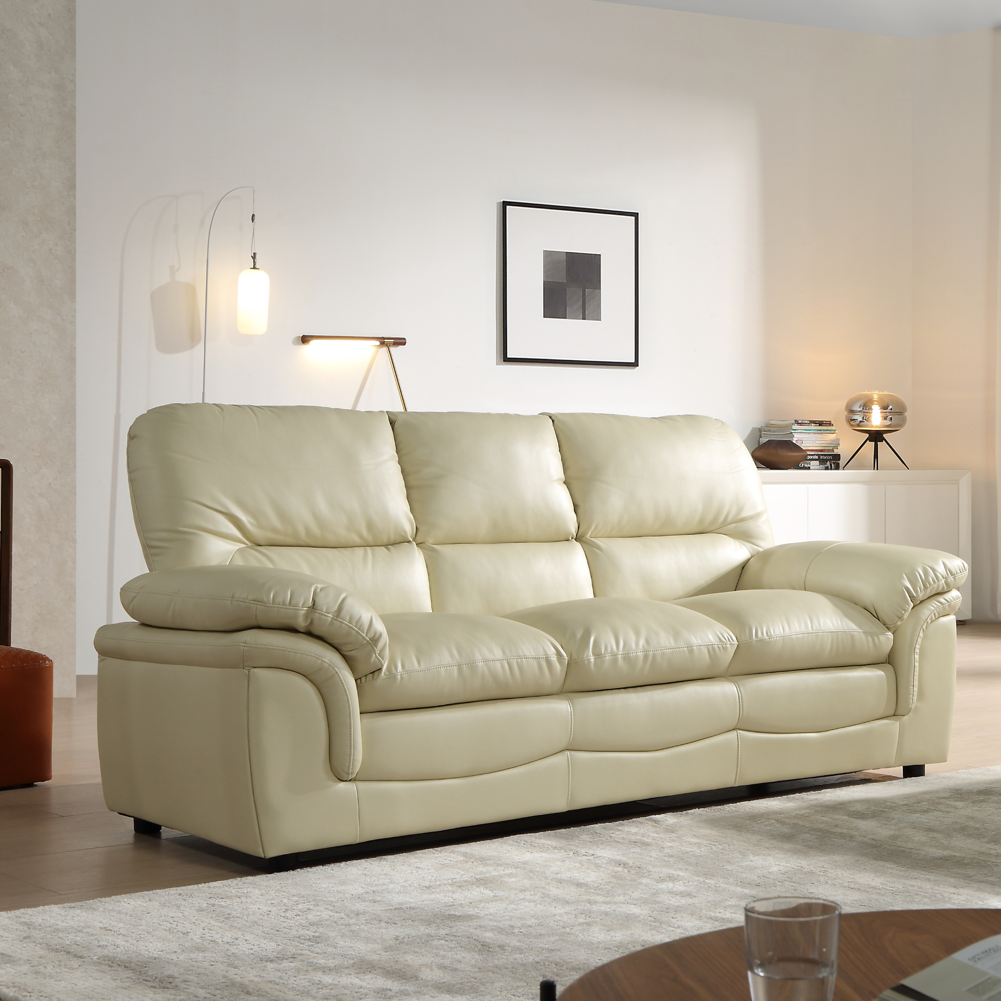 Verona Cream Leather 3+2 Seater Sofa Set – Stylish Comfort for Modern Living