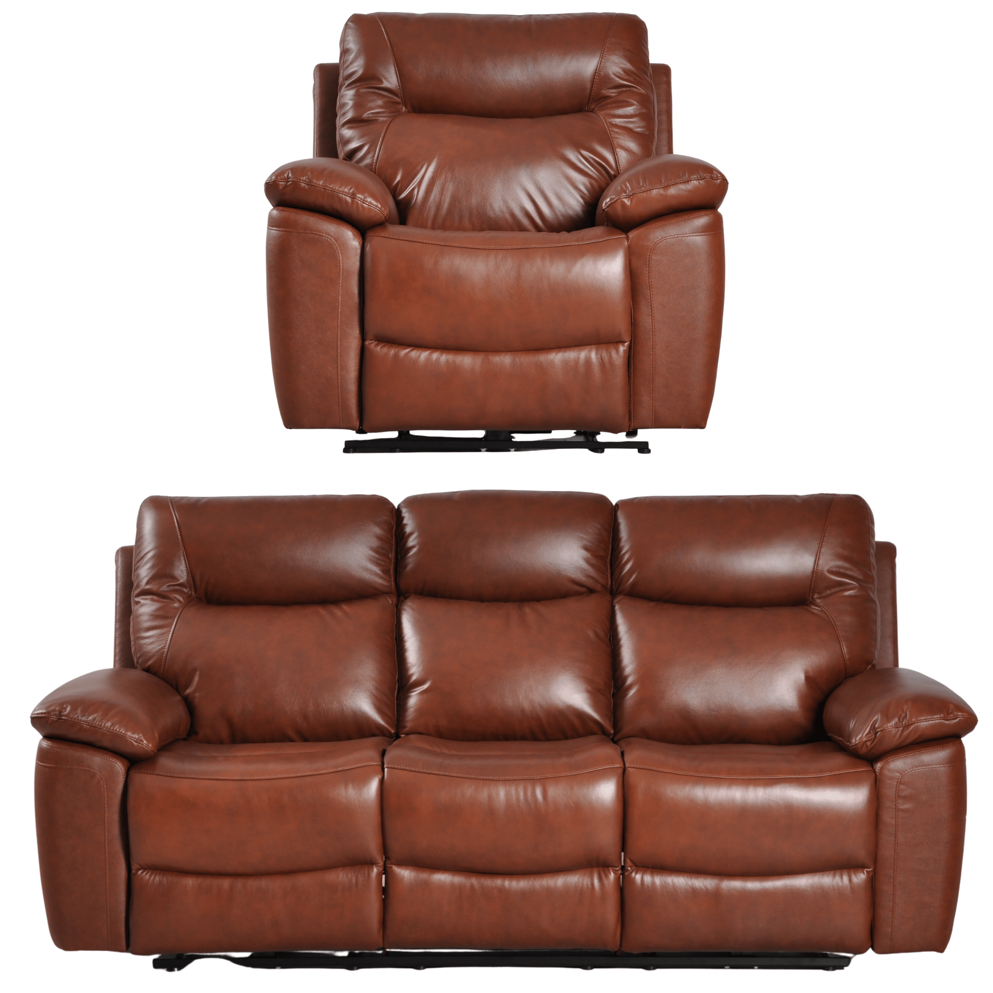 Amarien Genuine Leather Tan Electric Power 3+1 Seater Sofa Set