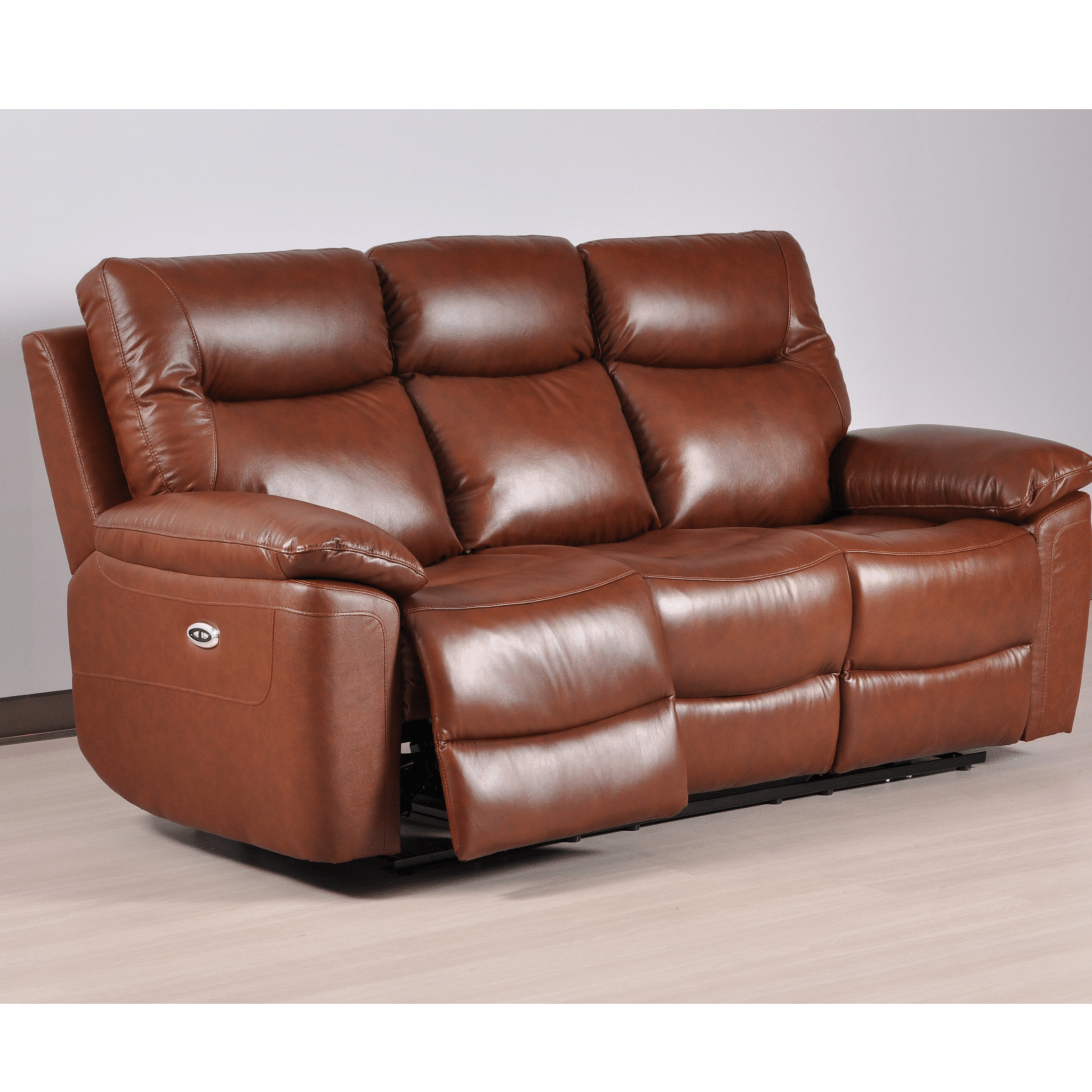 Amarien Genuine Leather Tan Electric Power Recliner 3 Seater