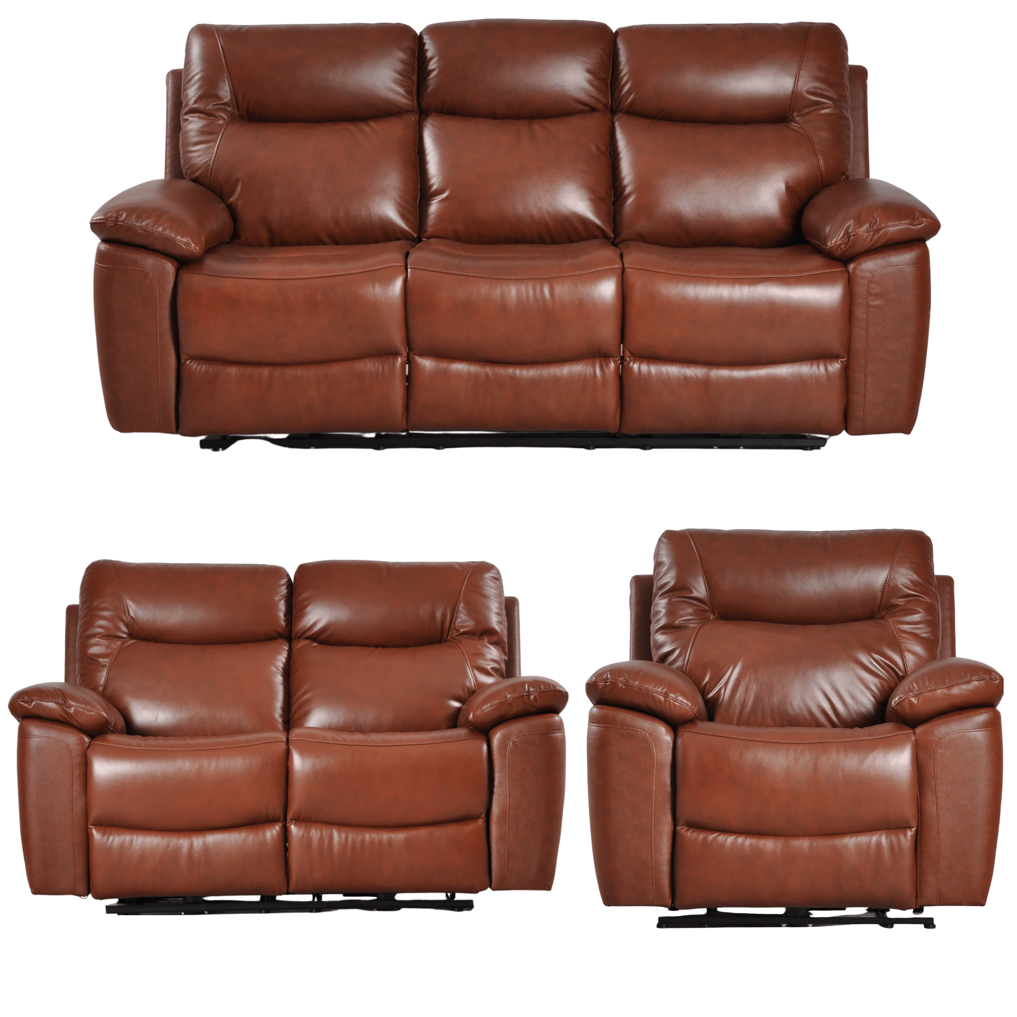 Amarien Genuine Leather Tan Electric Power Recliner 3+2+1 Seater Sofa Set