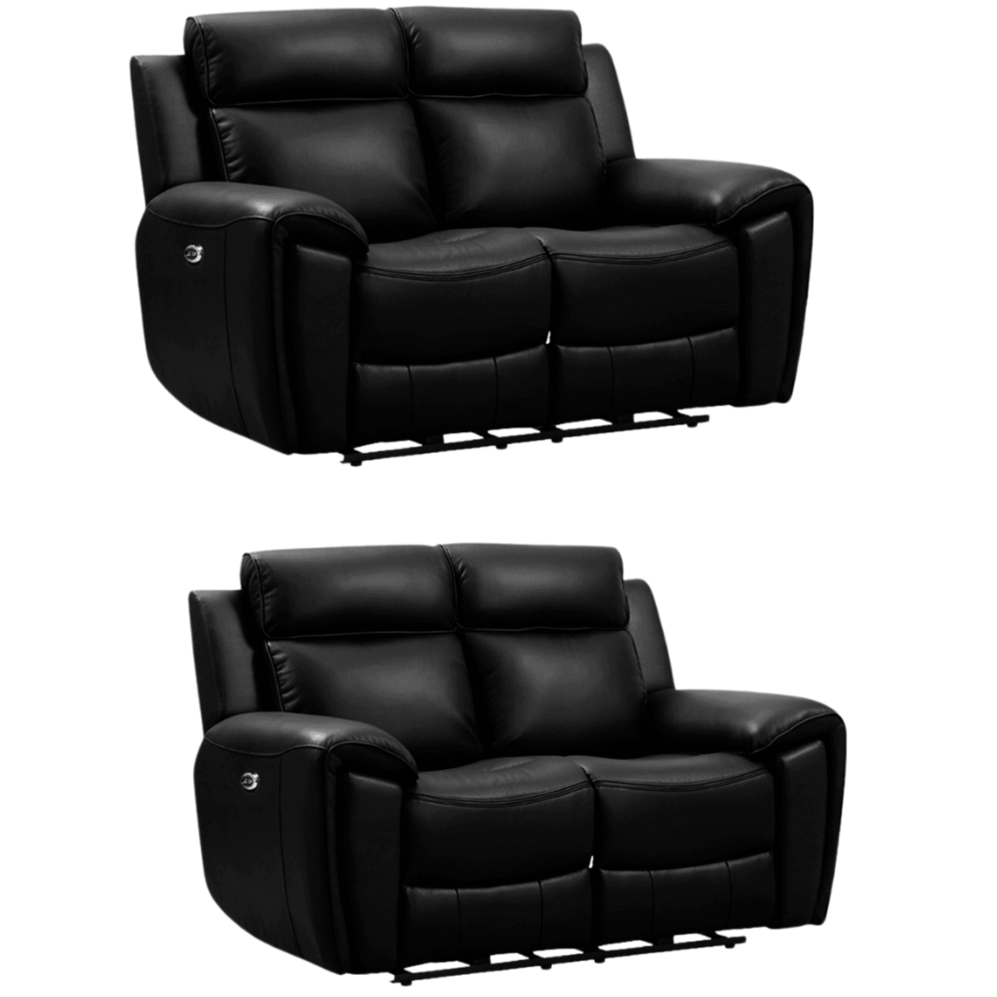 Annecy Genuine Leather Black Electric Power Recliner 2+2 Seater Sofa Set