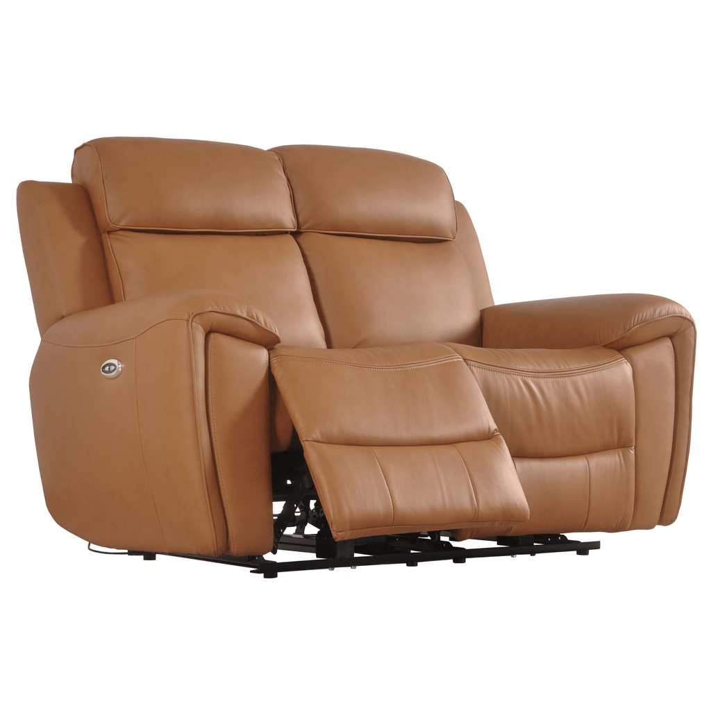 Annecy Genuine Leather Caramel Electric Power Recliner 2 Seater Sofa