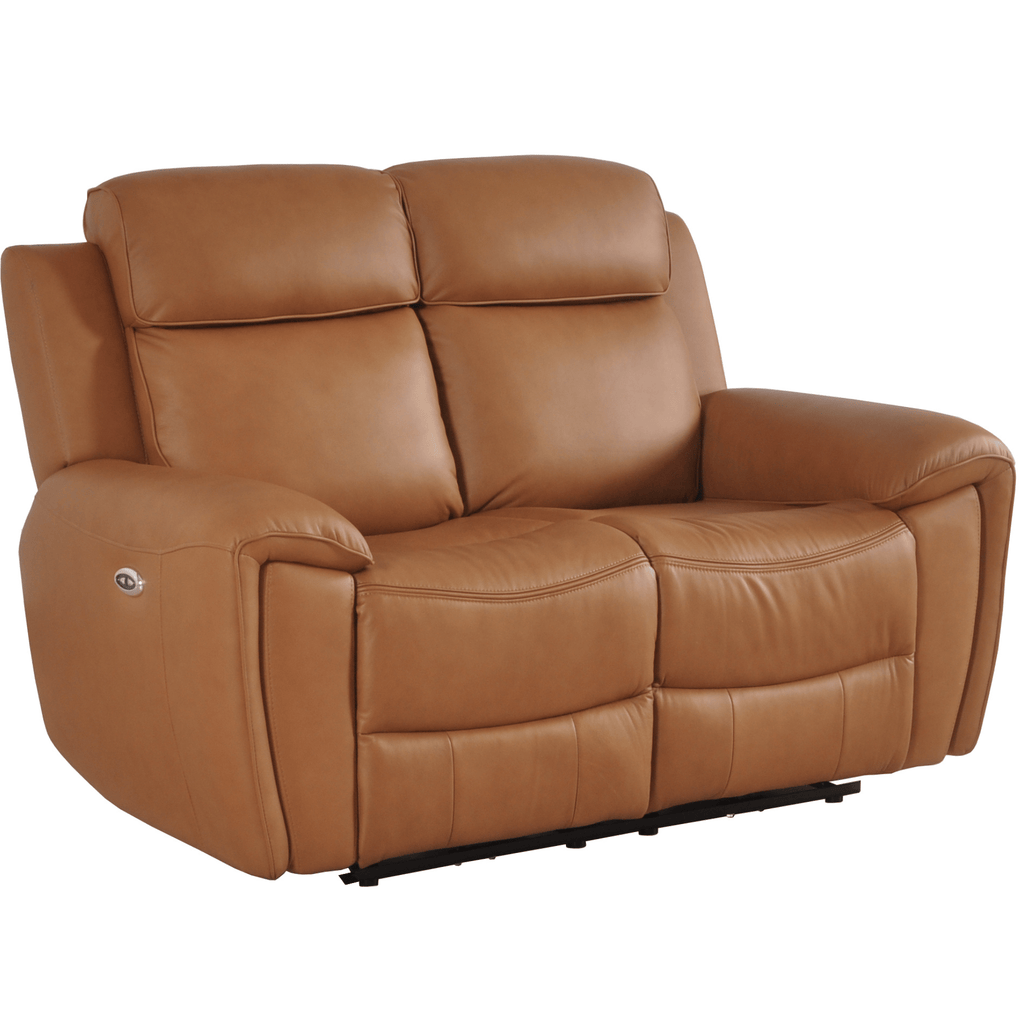 Annecy Genuine Leather Caramel Electric Power Recliner 2 Seater Sofa