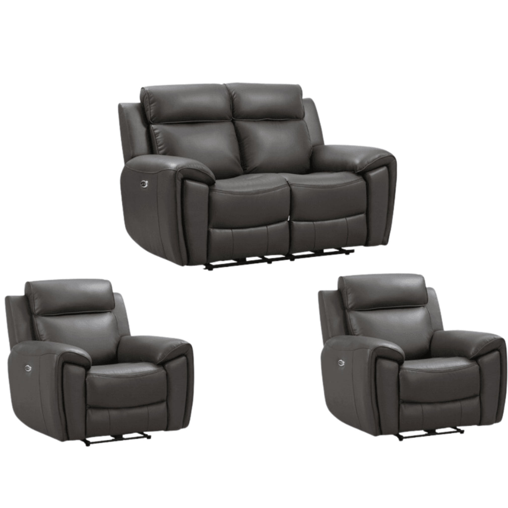 Annecy Genuine Leather Grey Electric Power Recliner 2+1+1 Seater Sofa Set