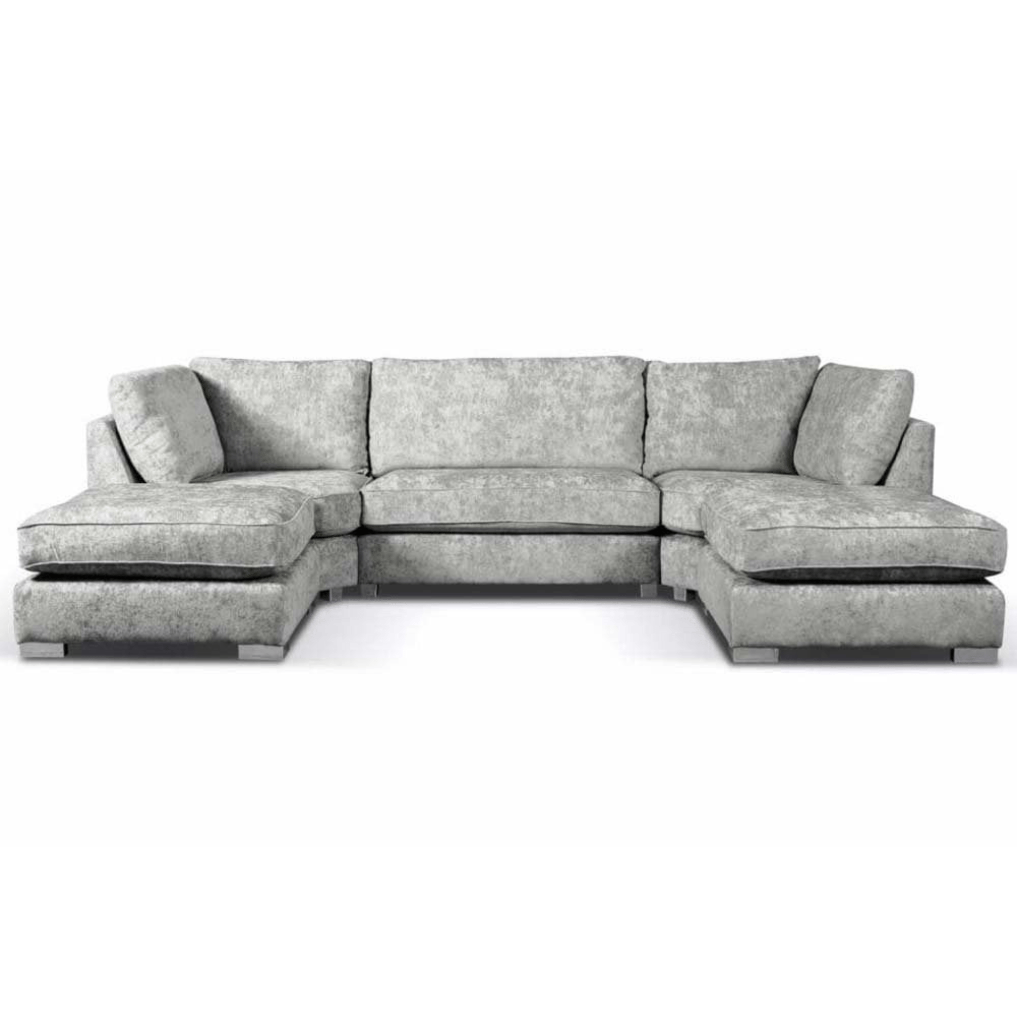 Bishop Silver Alaska Fabric U Shape High Back Corner Sofa