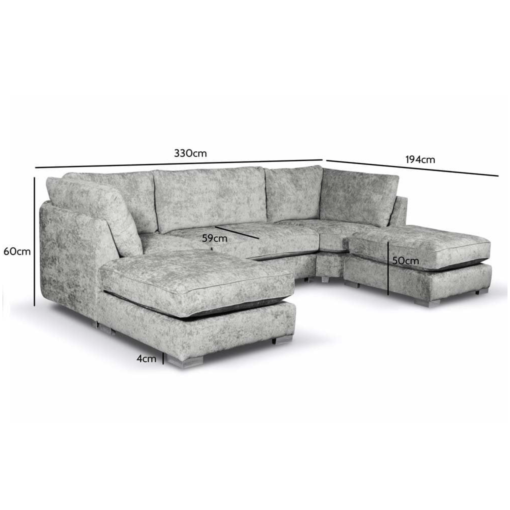 Bishop Silver Alaska Fabric U Shape High Back Corner Sofa
