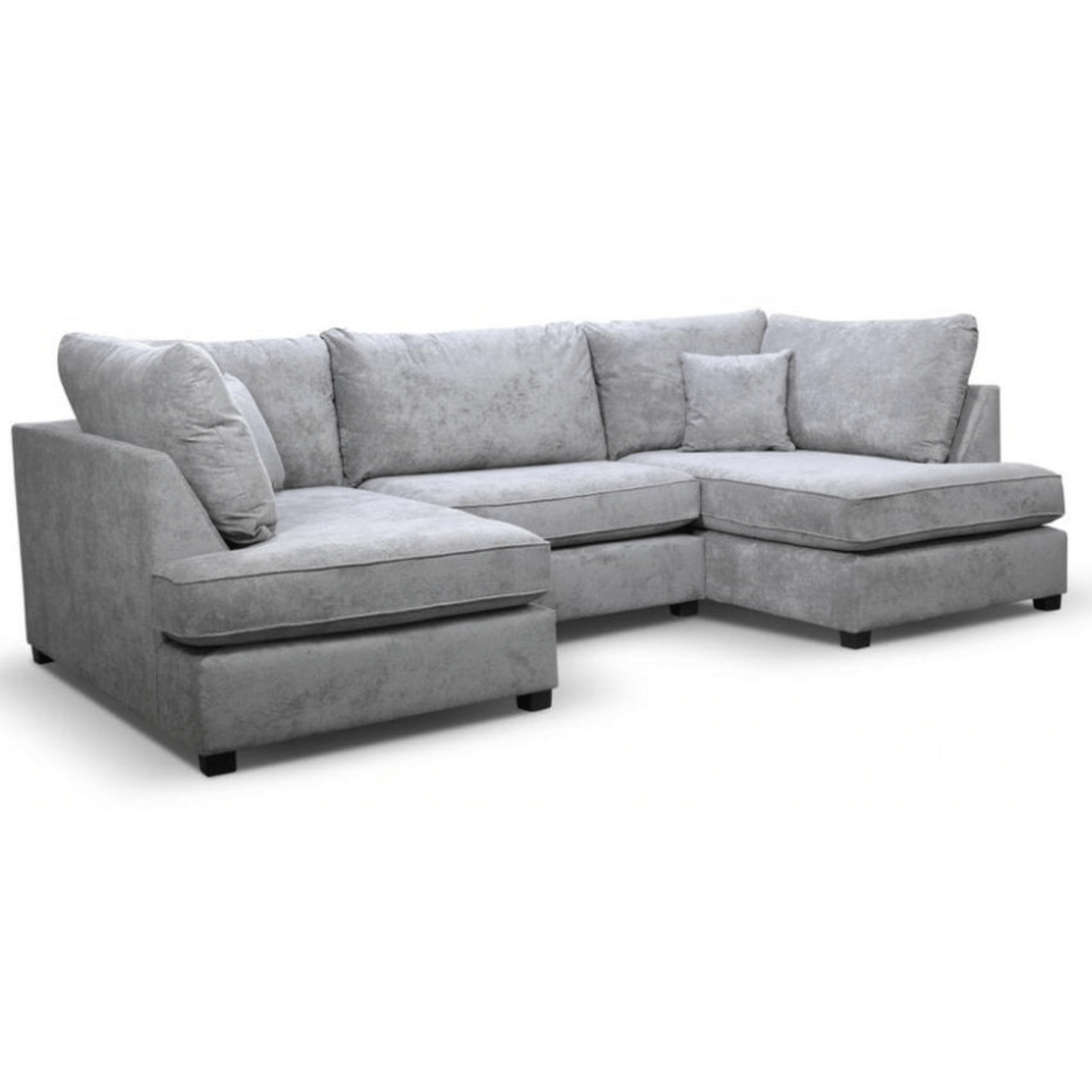 Carnaby Grey Fabric U Shape High Back Corner Sofa + Footstool
