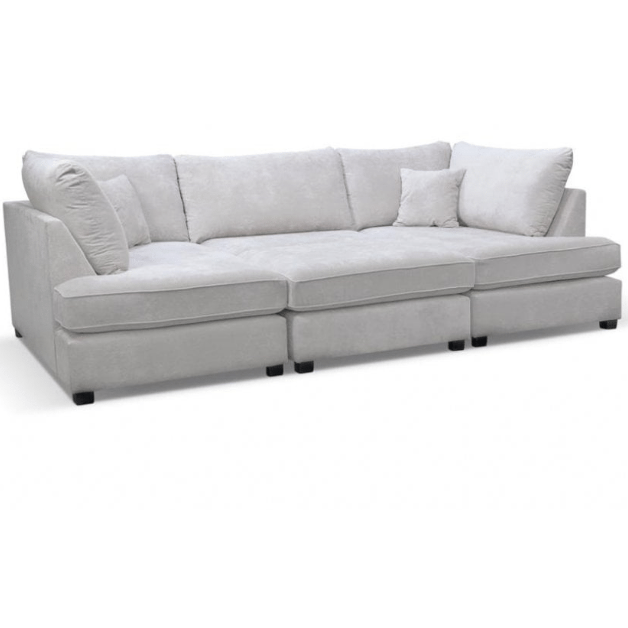 Carnaby Silver  Fabric U Shape High Back Corner Sofa + Footstool