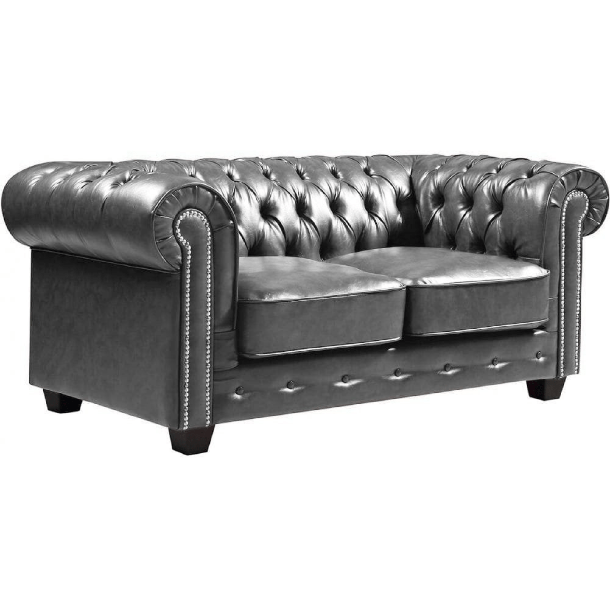 Chesterfield Grey Leather Antique 3+2+1 Seater Sofa Set