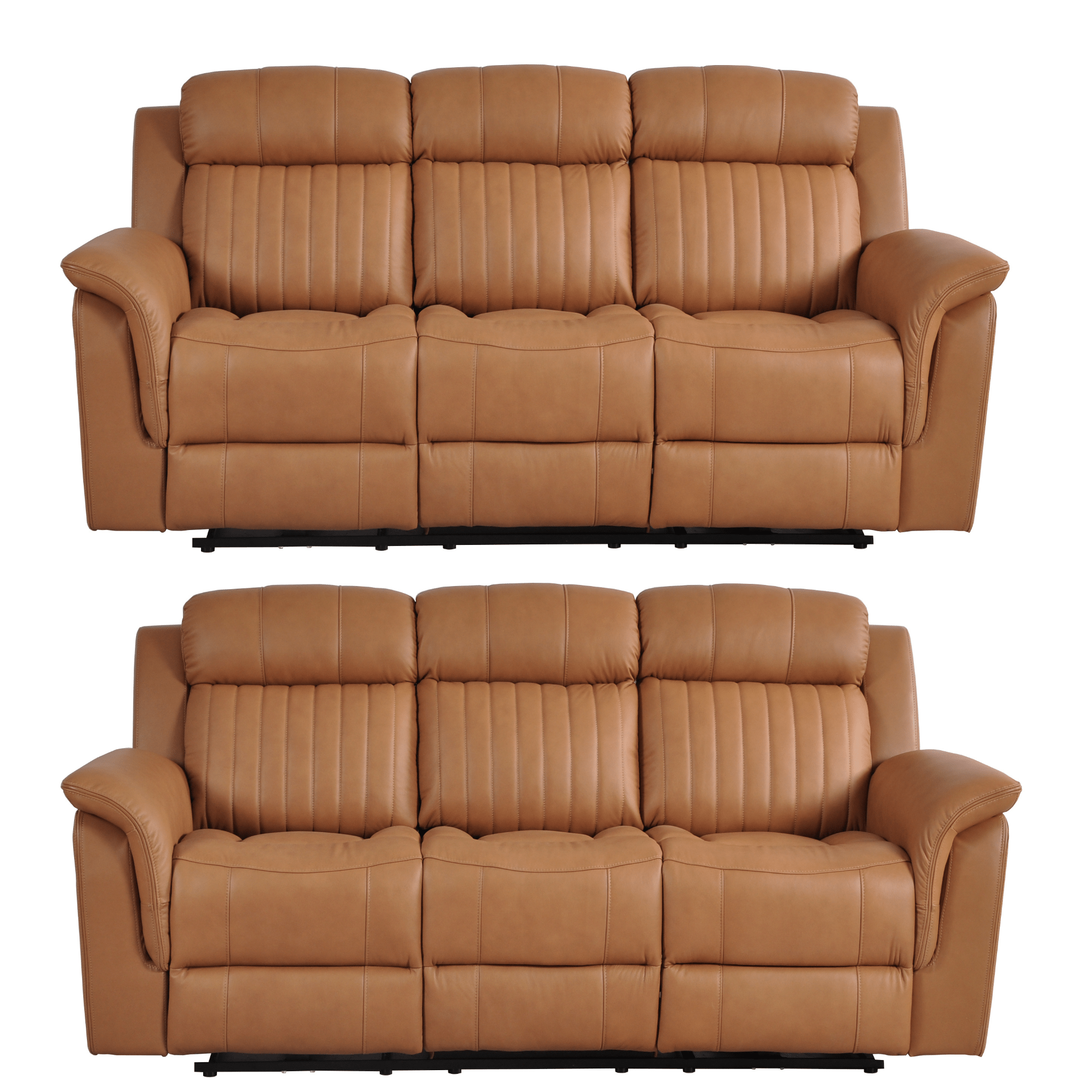 Cidliano Genuine Leather Caramel Electric Power Recliner 3+3 Seater Sofa Set