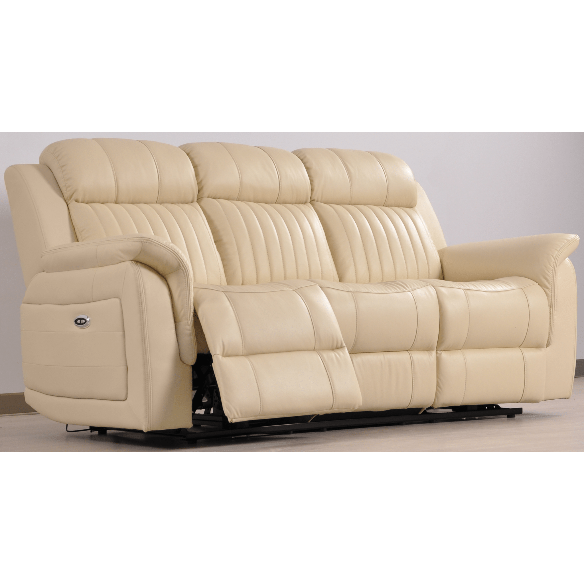 Cidliano Genuine Leather Cream Electric Power Recliner 3+1 Seater Sofa Set