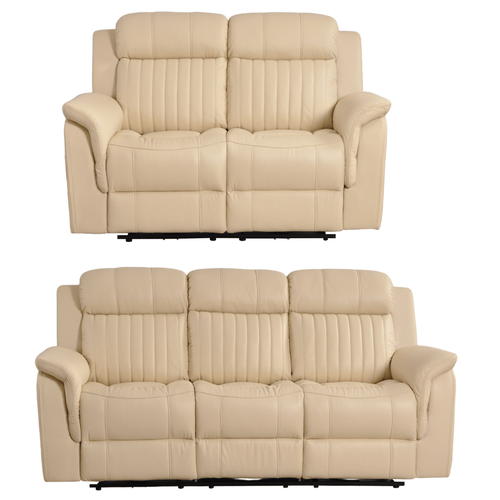 Cidliano Genuine Leather Cream Electric Power Recliner 3+2 Seater Sofa Set