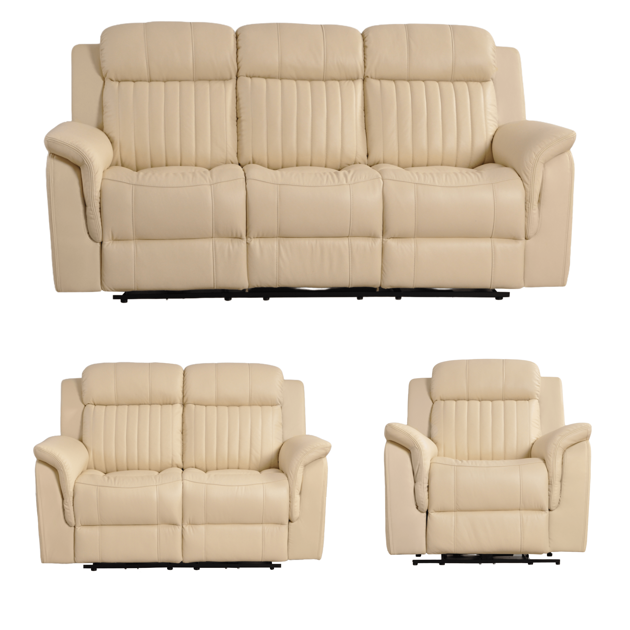 Cidliano Genuine Leather Cream Electric Power Recliner 3+2+1 Seater Sofa Set
