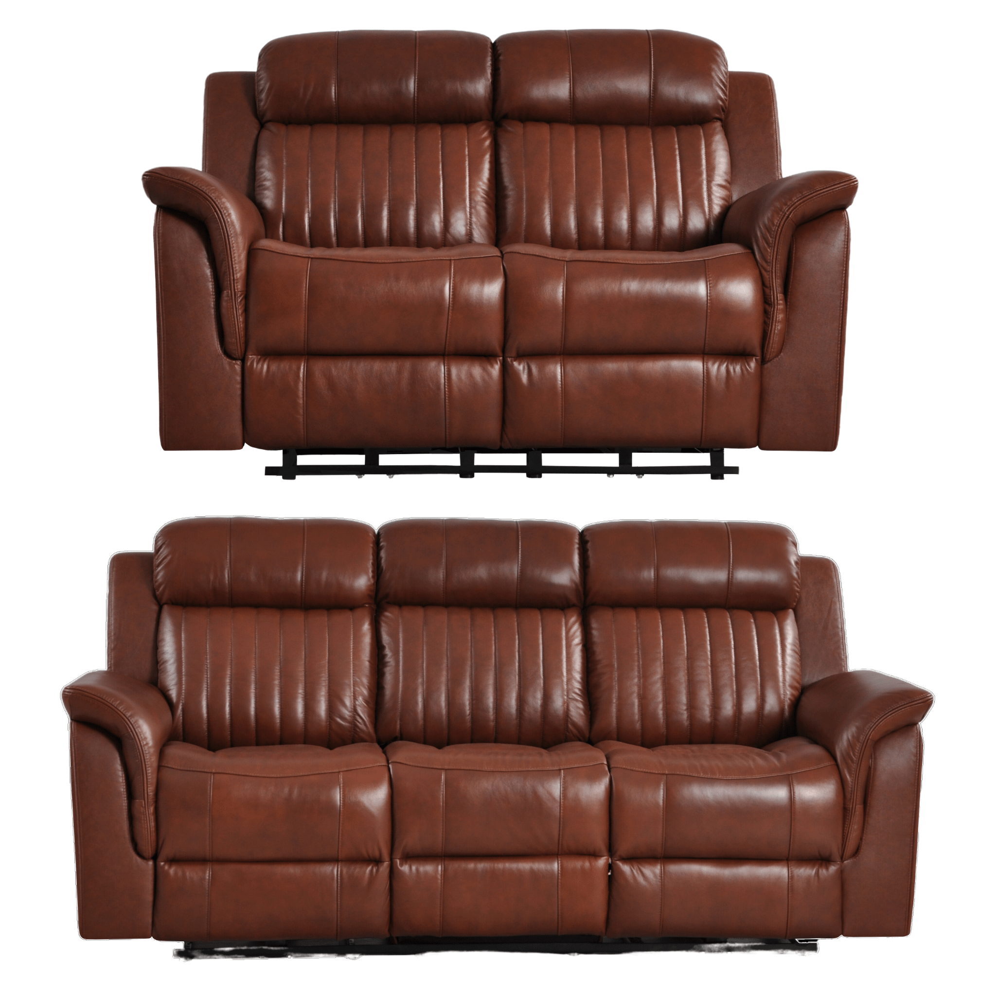Cidliano Genuine Leather Tan Electric Power Recliner 3+2  Seater Sofa Set
