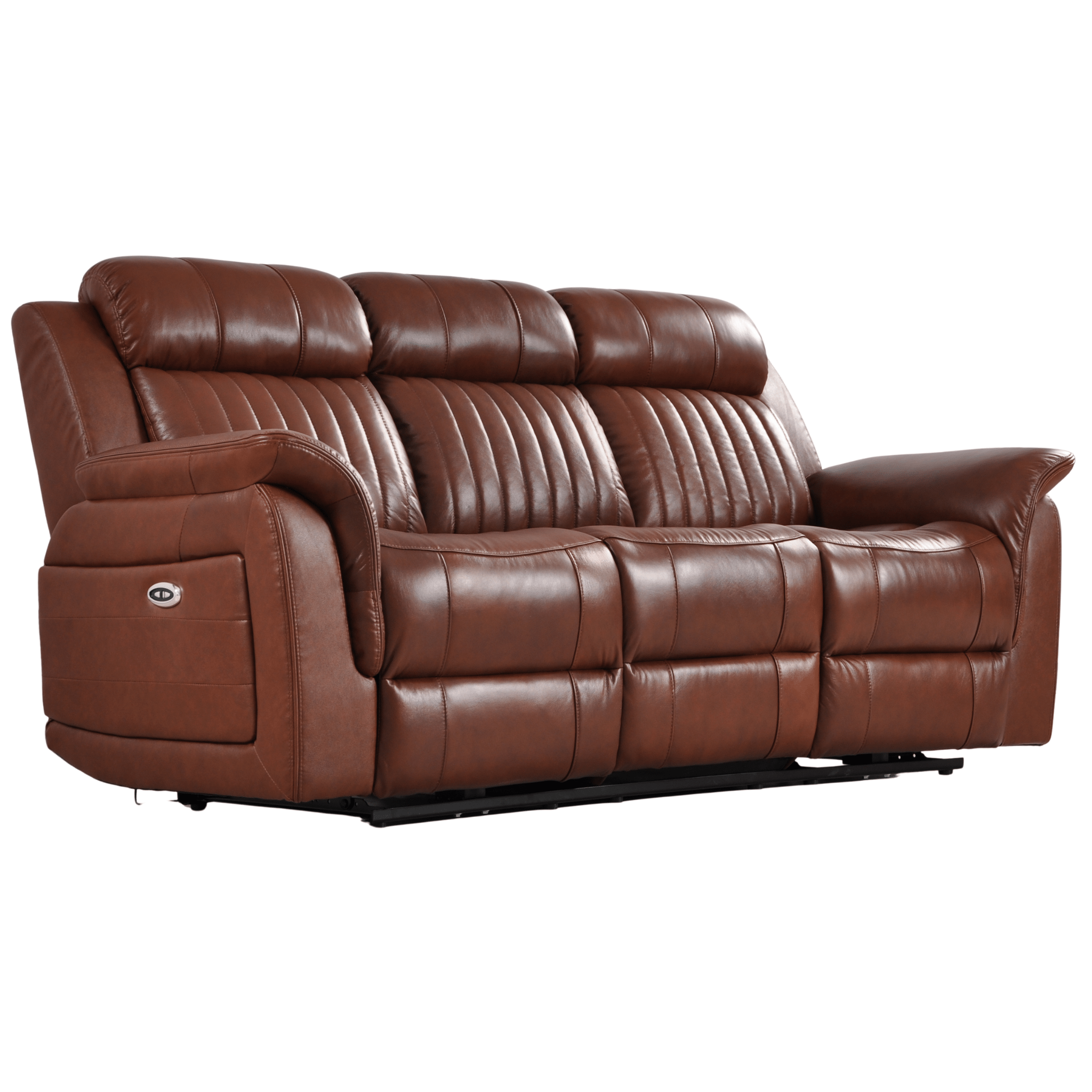 Cidliano Genuine Leather Tan Electric Power Recliner 3+3 Seater Sofa Set