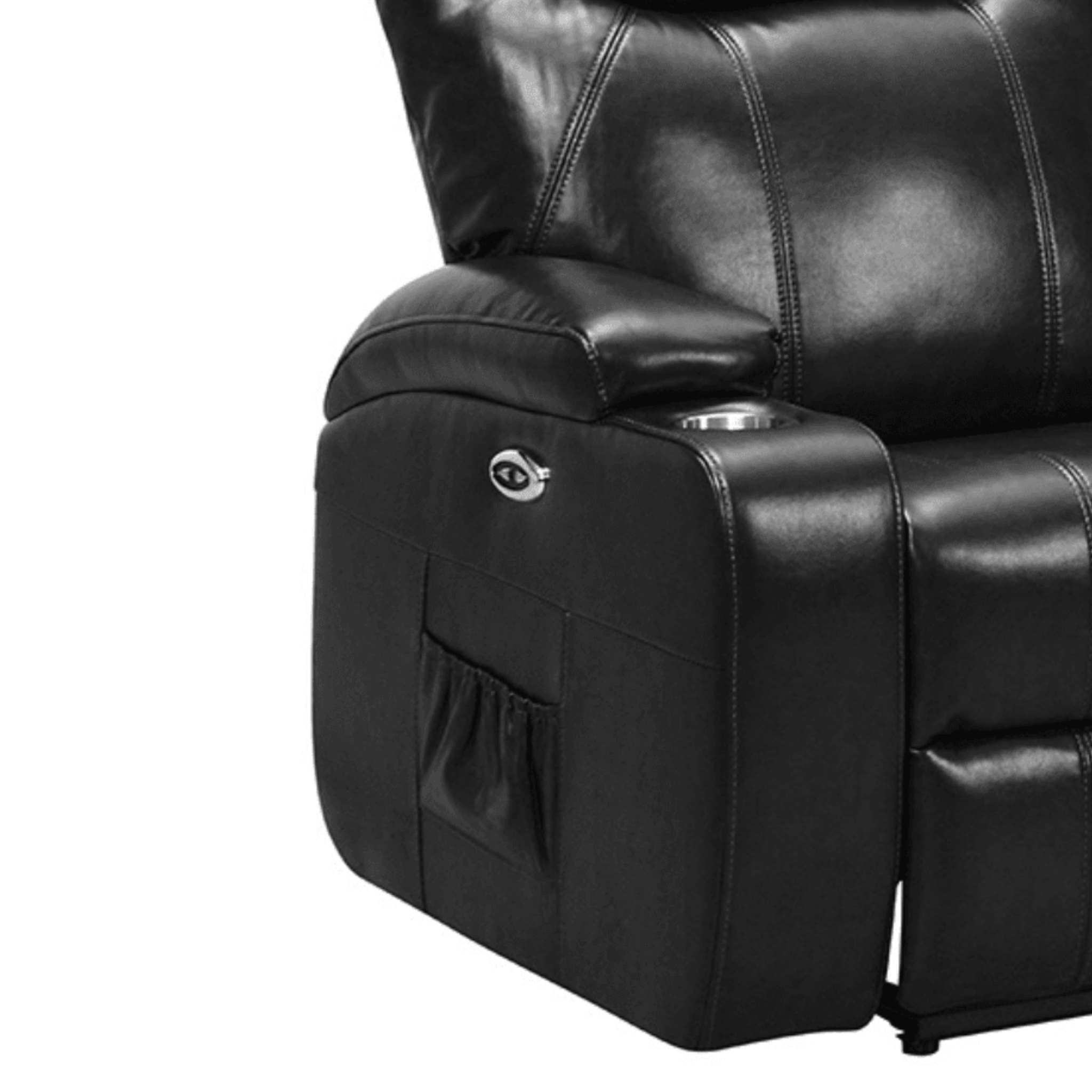 Cinema Black Electric 3+3 Seater Leather Recliner Sofa Set With Two Cup Holders