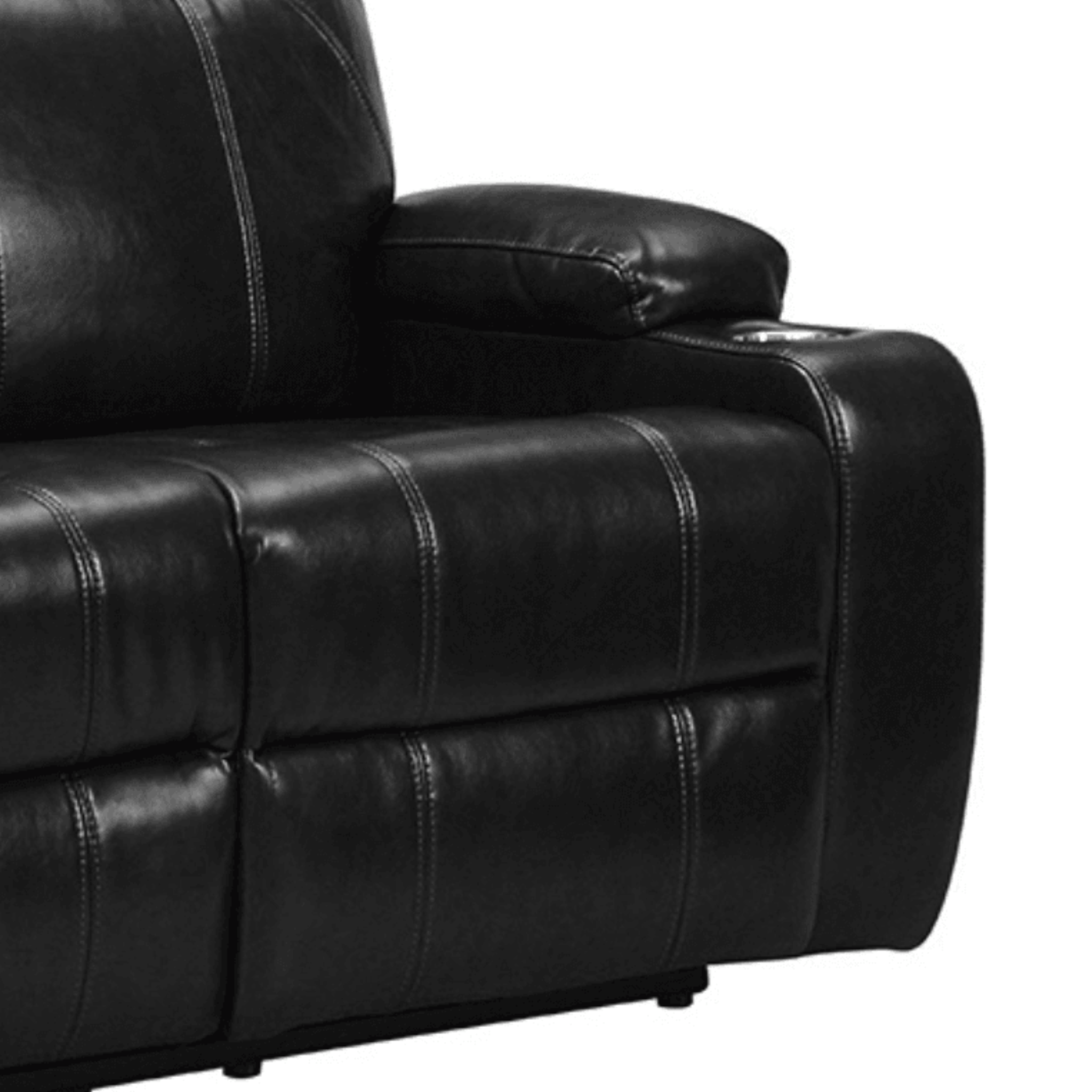 Cinema Black Electric 3+3 Seater Leather Recliner Sofa Set With Two Cup Holders
