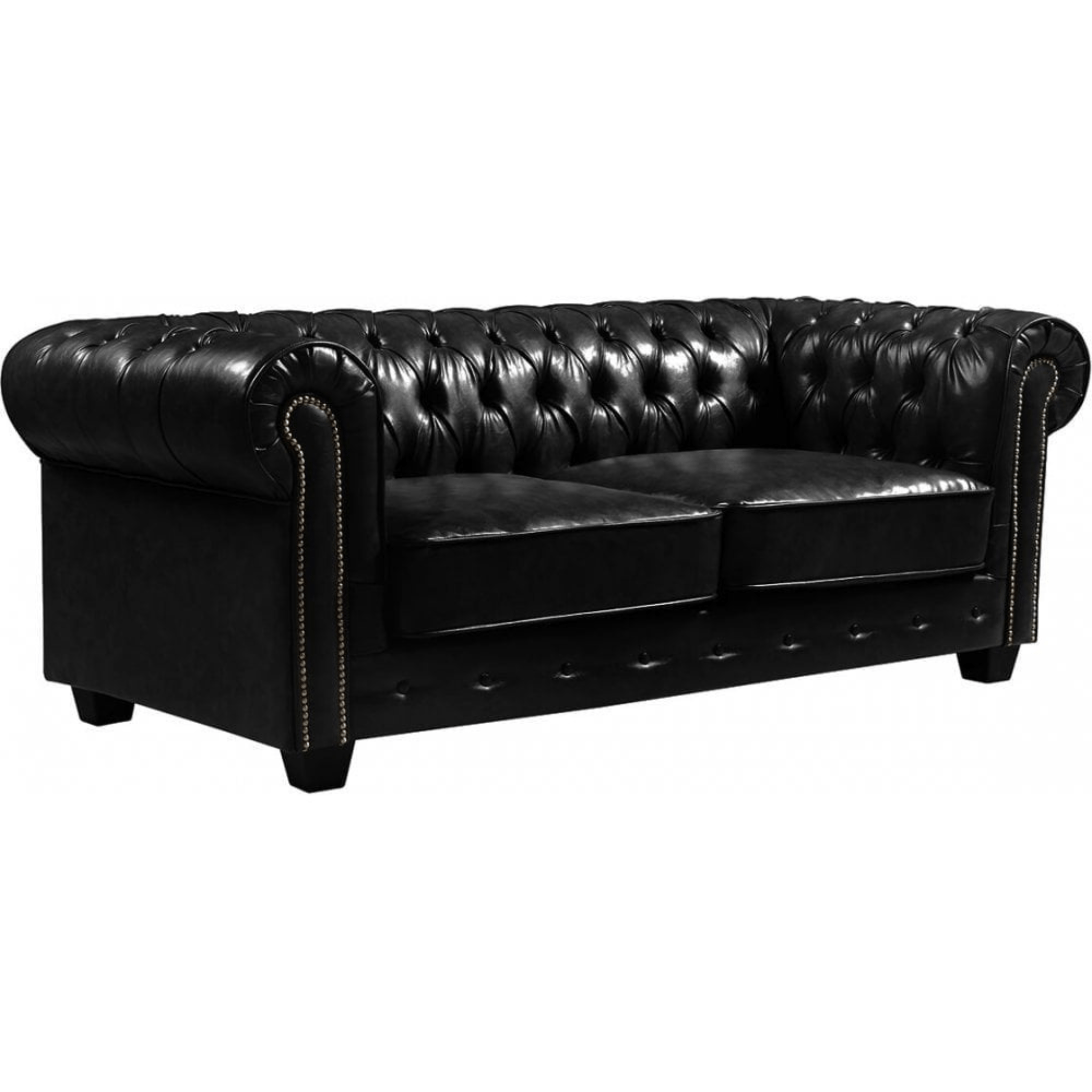 Outlet Chesterfield Black Leather Antique 3 Seater Sofa