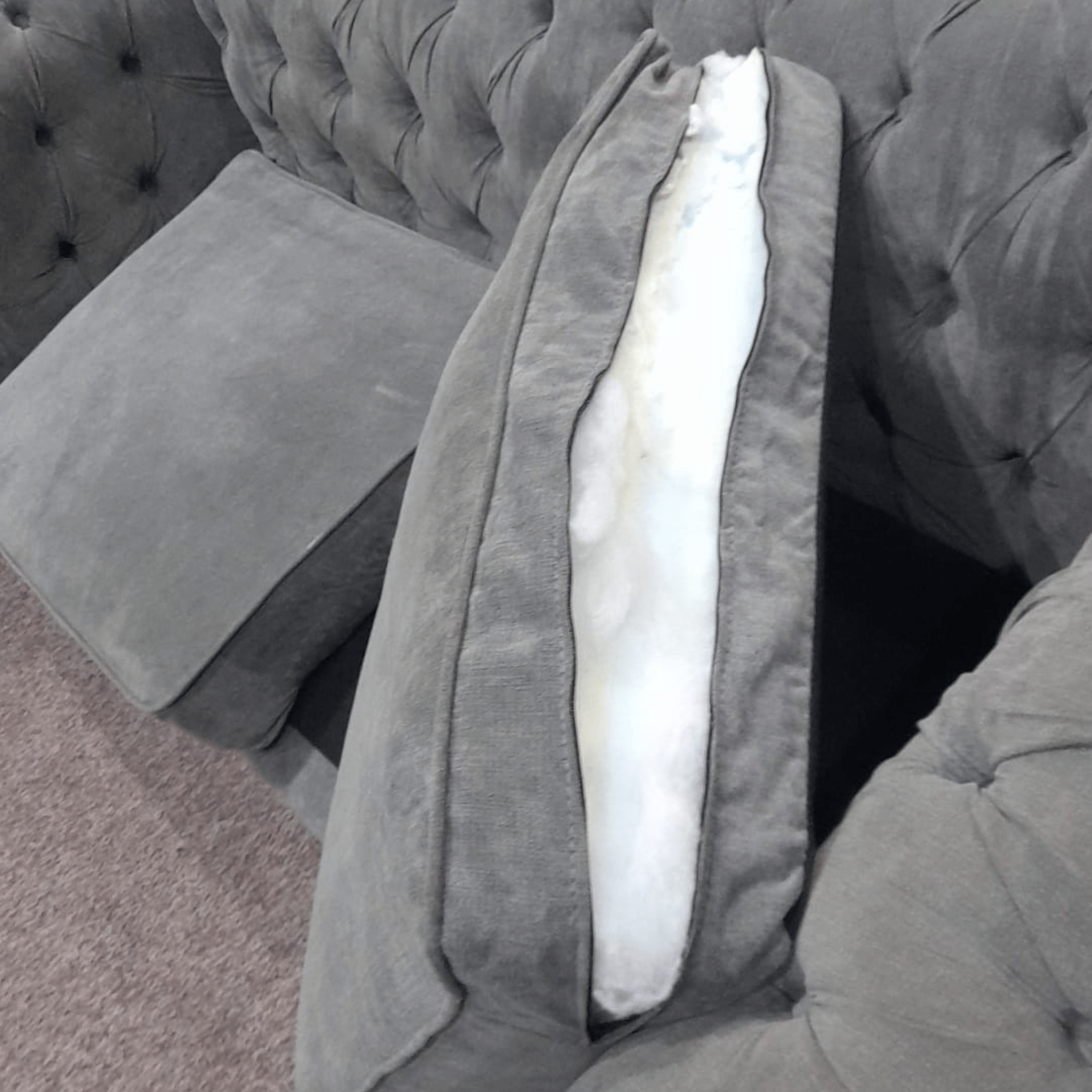 Outlet Chesterfield Grey Fabric 3 Seater Sofa