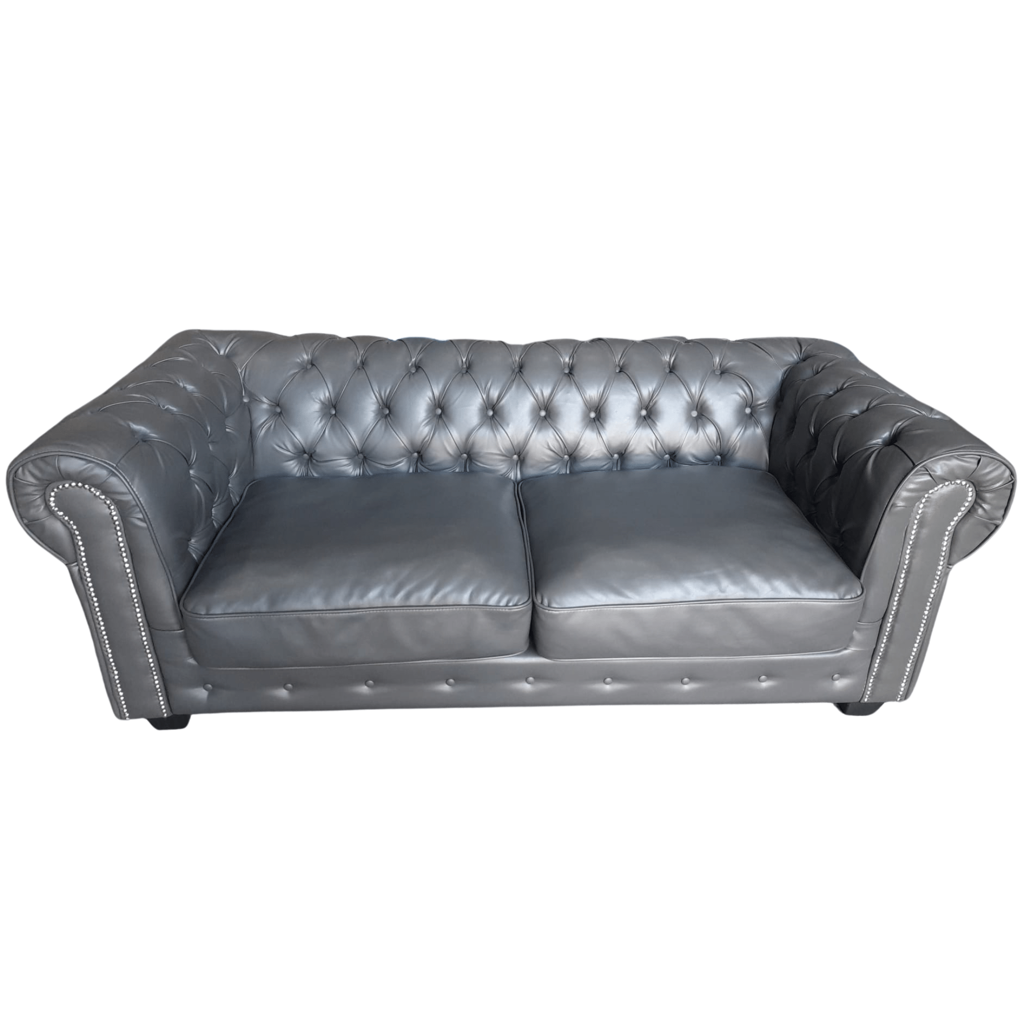 Outlet Chesterfield Grey Leather Antique 3 Seater Sofa