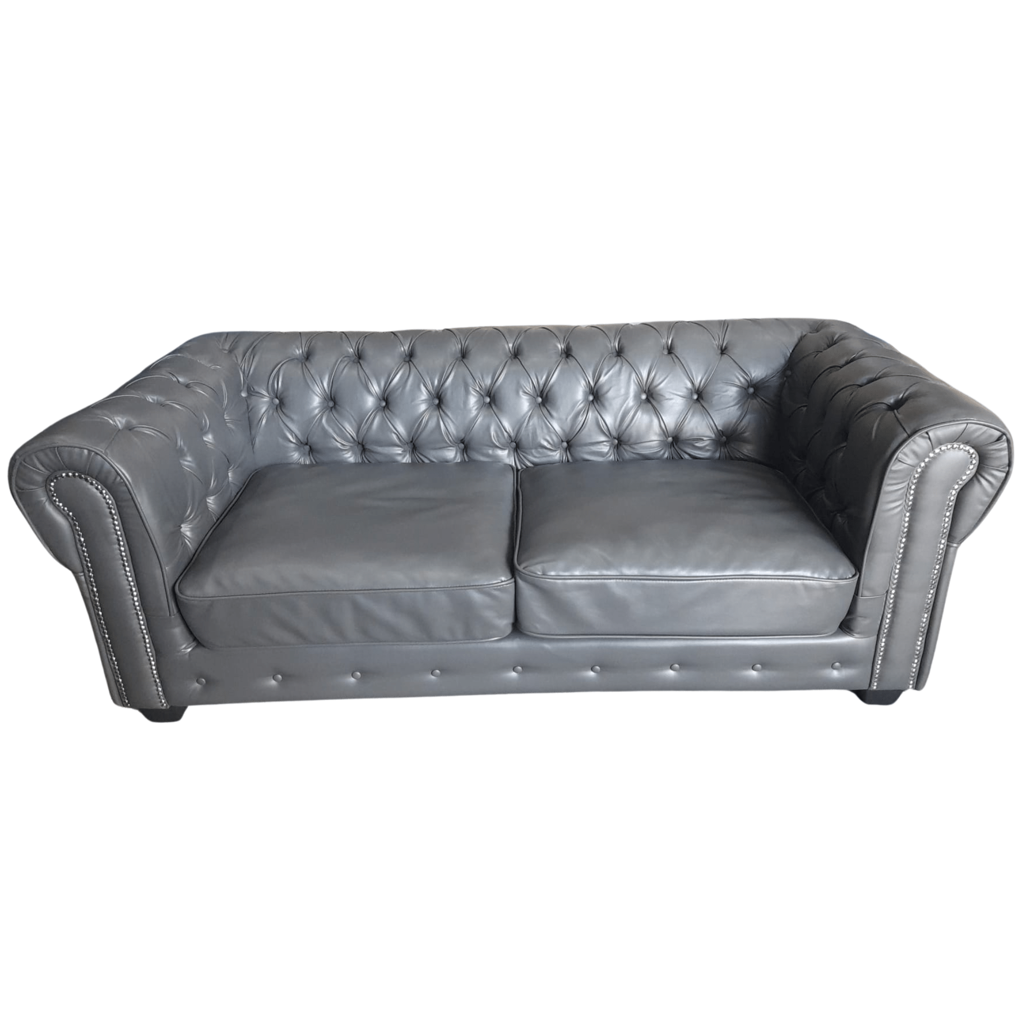 Outlet Chesterfield Grey Leather Antique 3 Seater Sofa