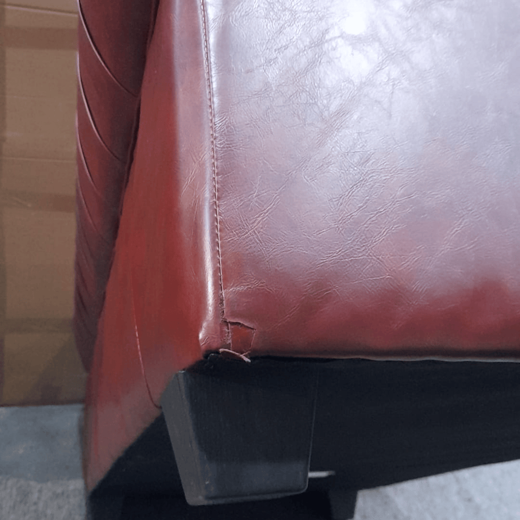 Outlet Chesterfield Red Leather Antique 3 Seater Sofa