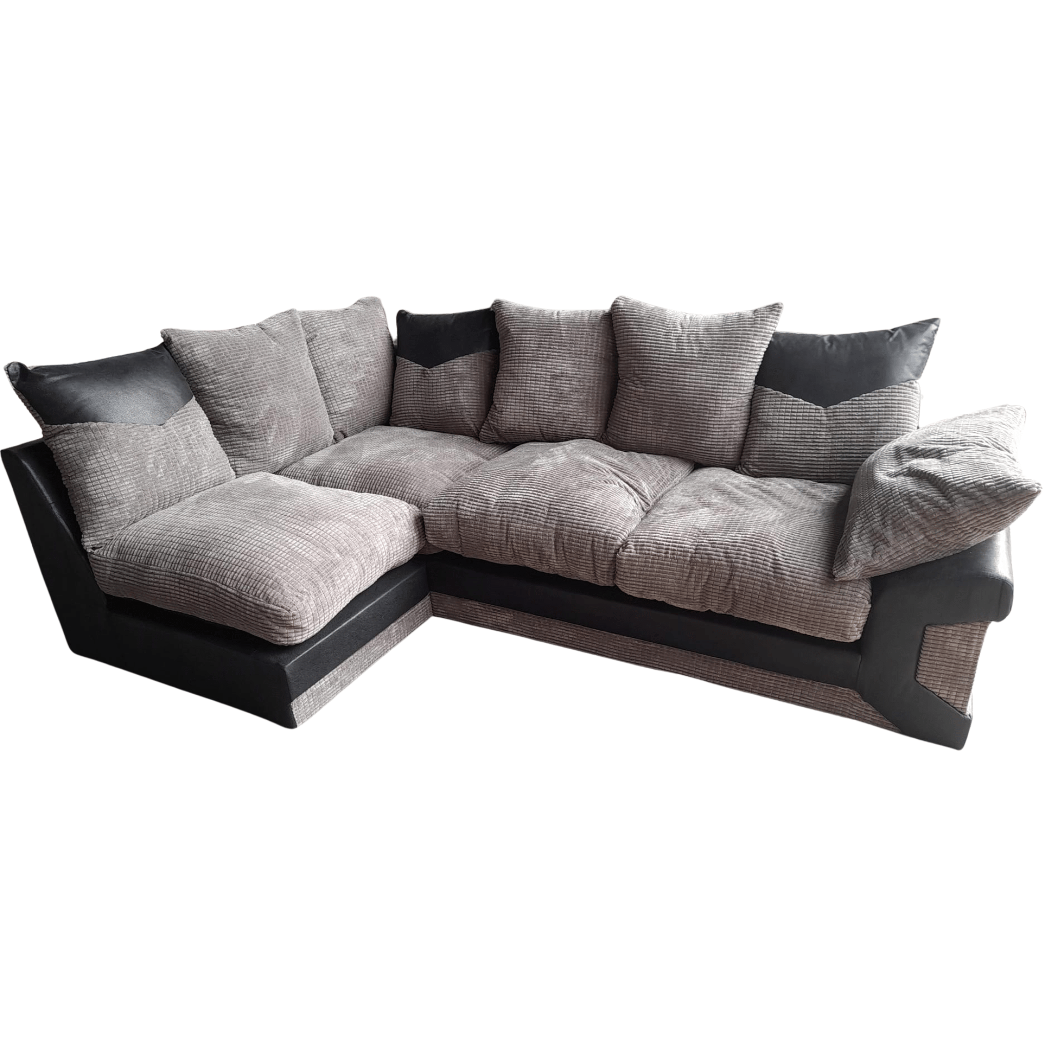 Outlet Dino Jumbo Cord Black and Grey LHC Corner Sofa
