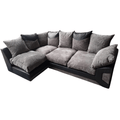 Outlet Dino Jumbo Cord Black And Grey LHC Corner Sofa