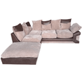 Outlet Dino Jumbo Cord Brown And Beige LHC Corner Sofa + Footstool