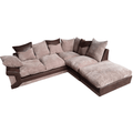 Outlet Dino Jumbo Cord Brown And Beige RHC Corner Sofa + Footstool