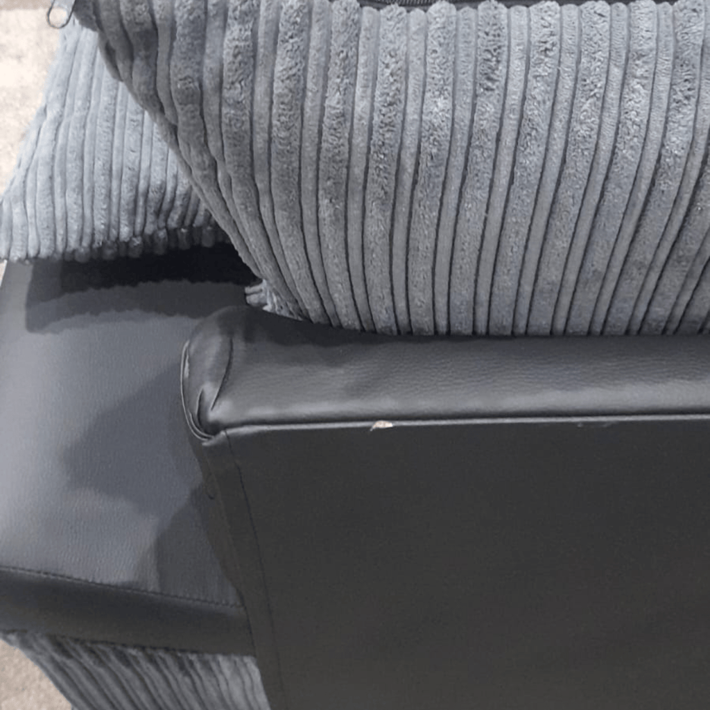 Outlet Dino Jumbo Cord Fabric Grey And Black 3 Seater Sofa