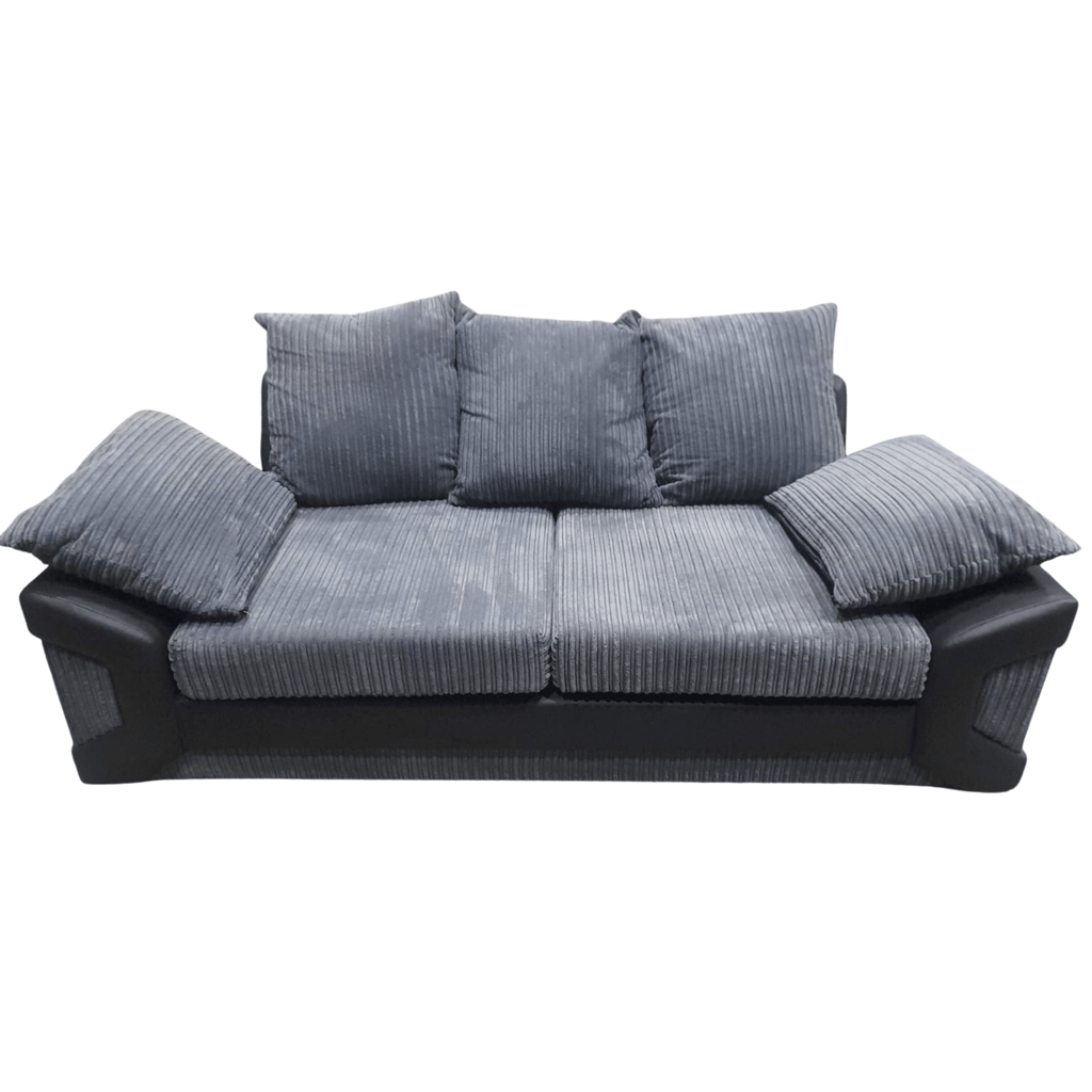 Outlet Dino Jumbo Cord Fabric Grey And Black 3 Seater Sofa