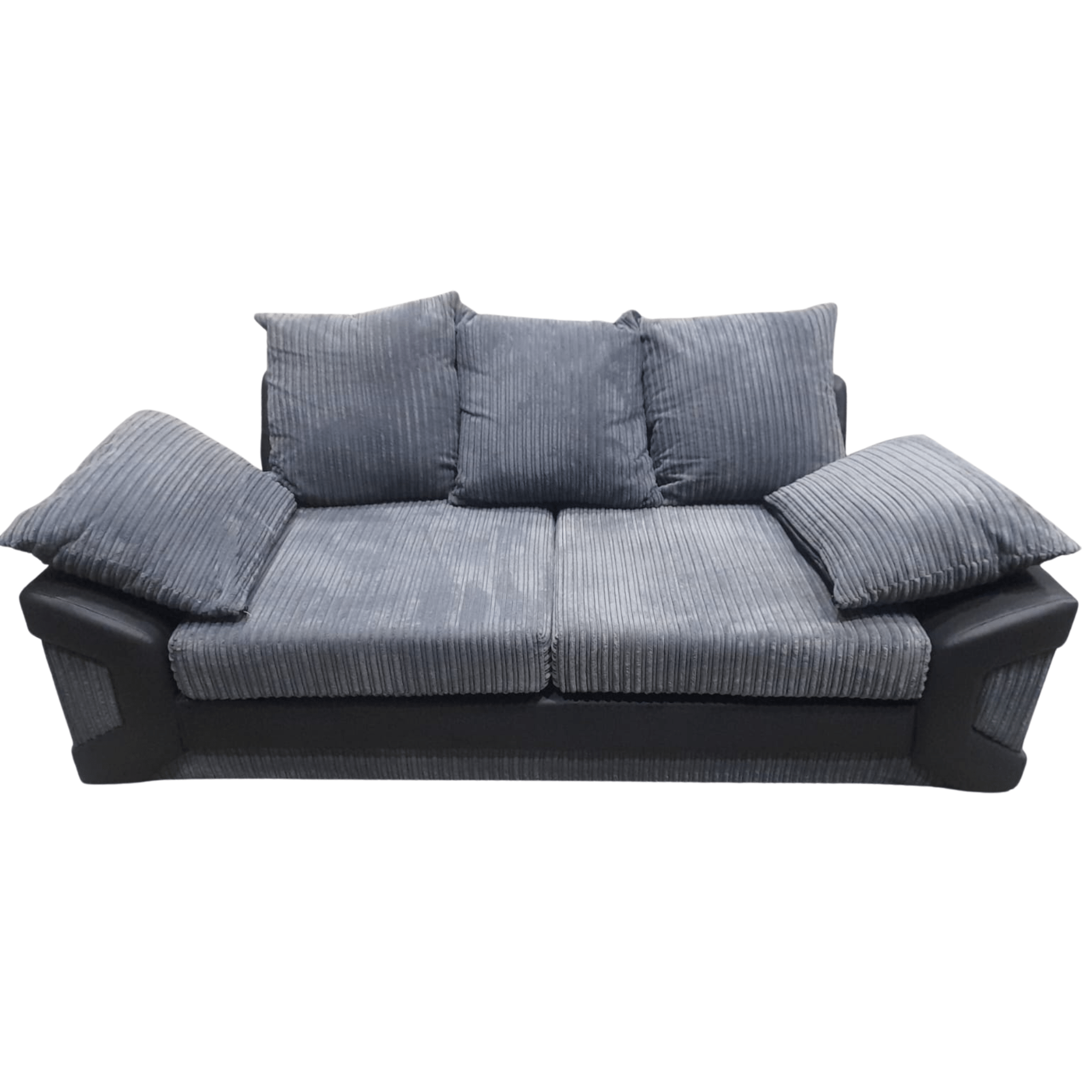 Outlet Dino Jumbo Cord Fabric Grey And Black 3 Seater Sofa