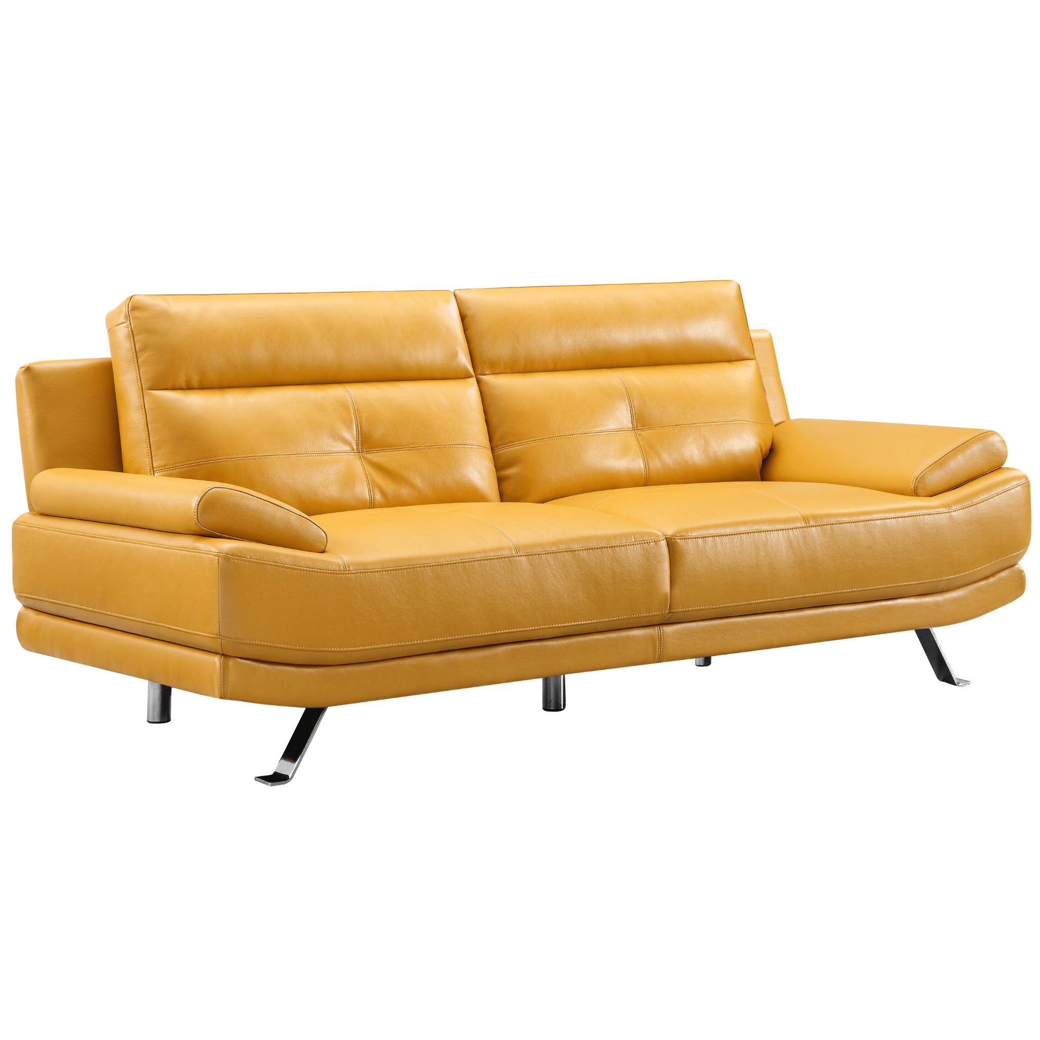 Outlet Verona Mustard Leather 3 Seater Sofa