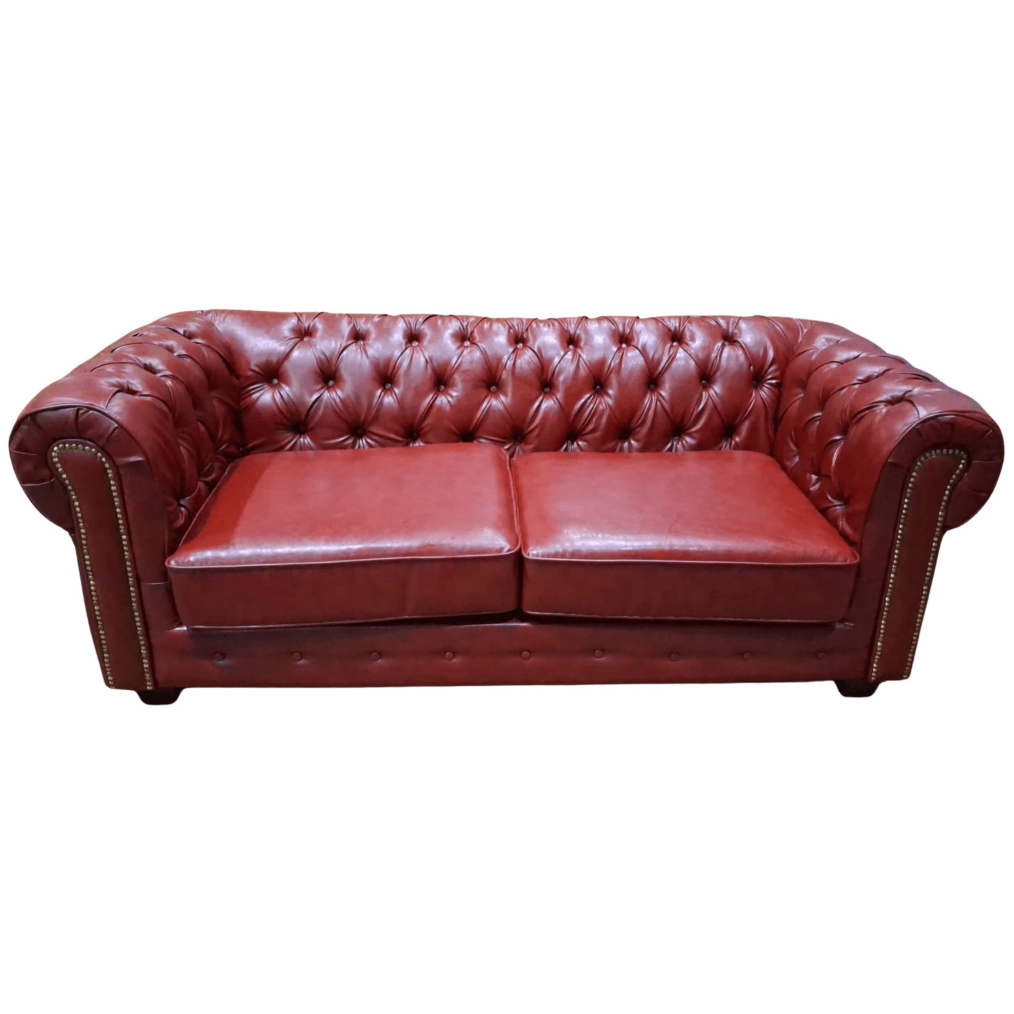 Outlet Outlet Chesterfield Red Leather Antique 3 Seater Sofa